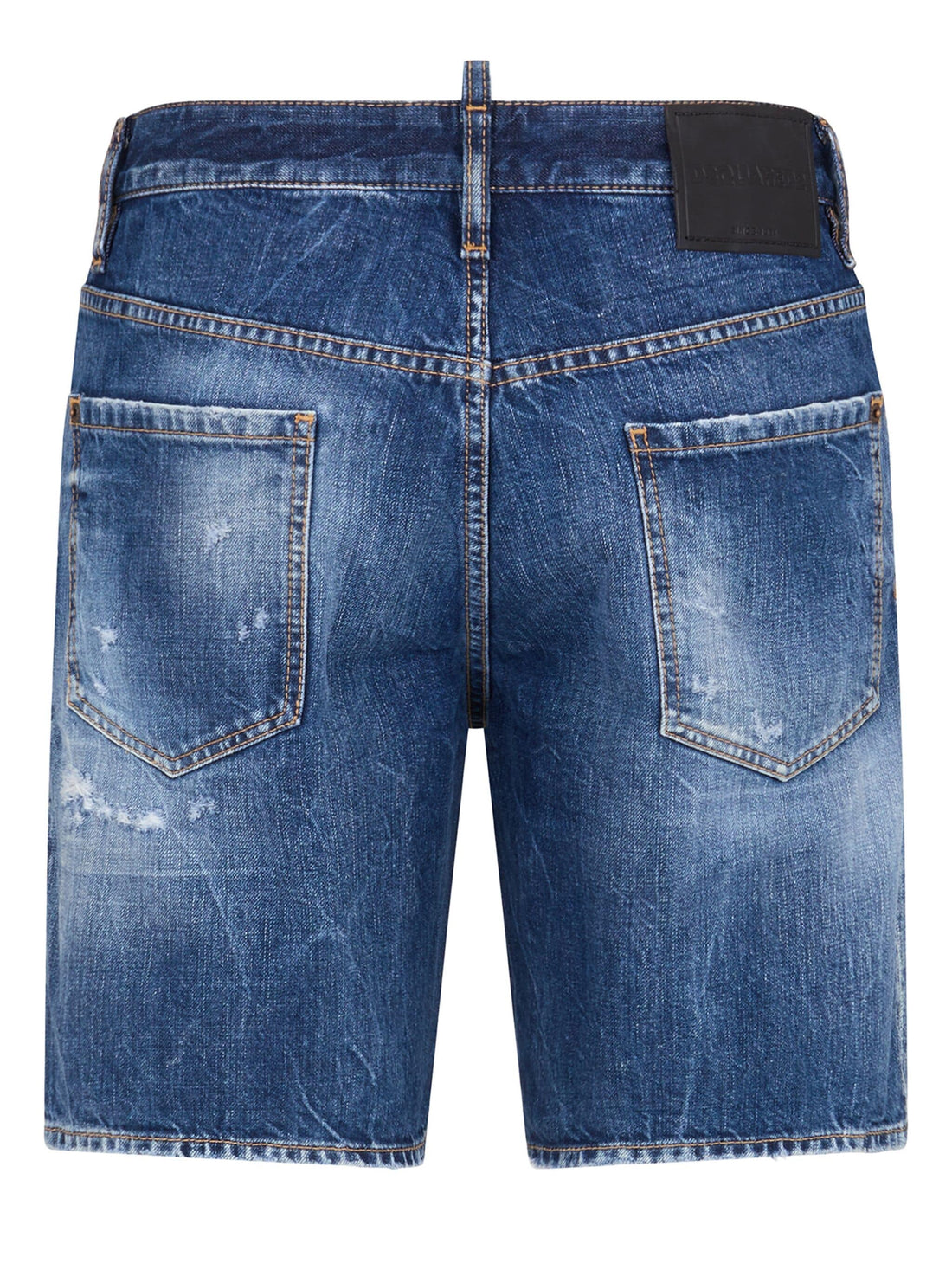 DSQUARED2 Dark Ripped Wash Marine Shorts Blue - MAISONDEFASHION.COM