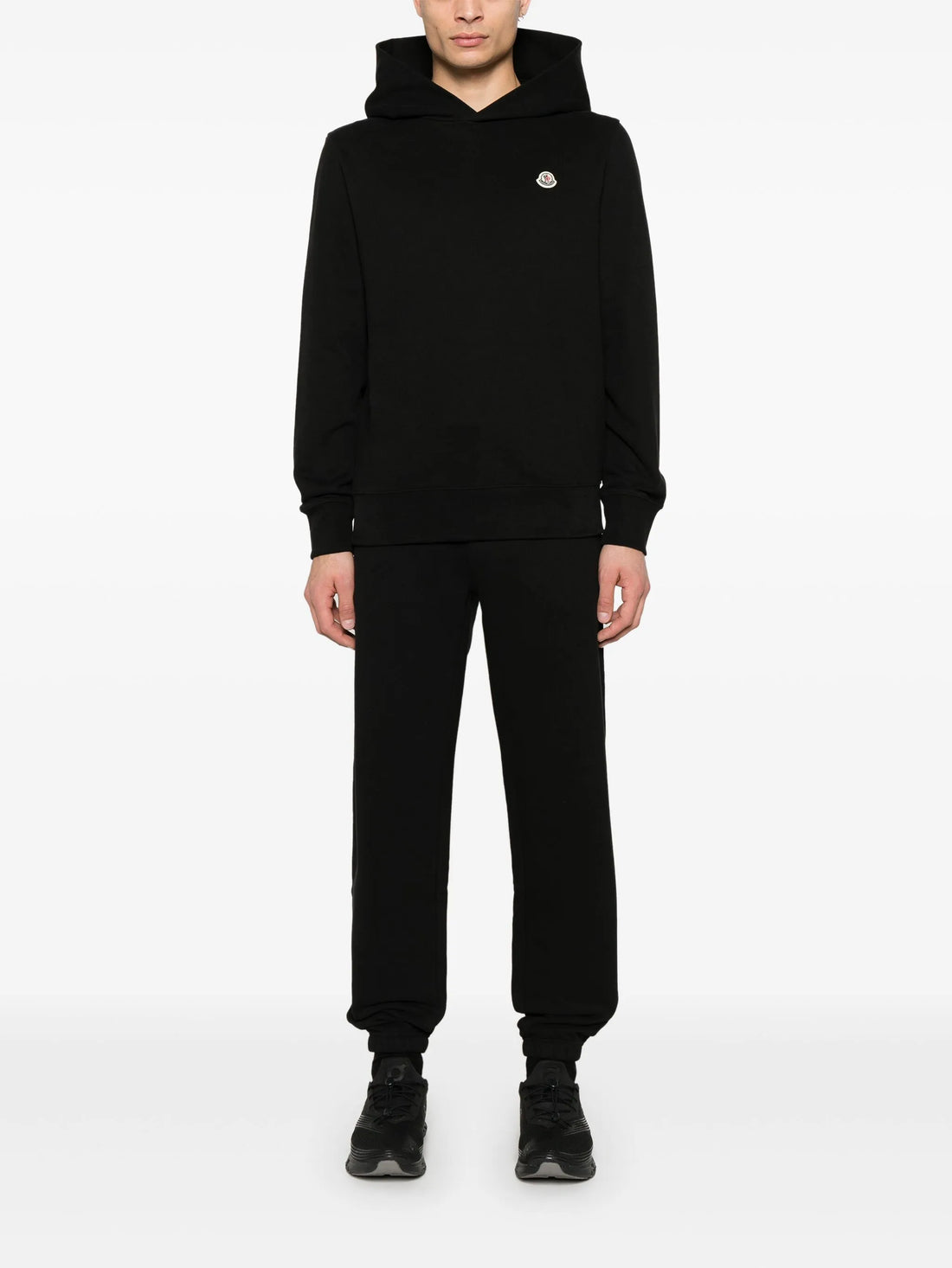MONCLER Logo Patch Long Sleeved Hoodie Black - MAISONDEFASHION.COM