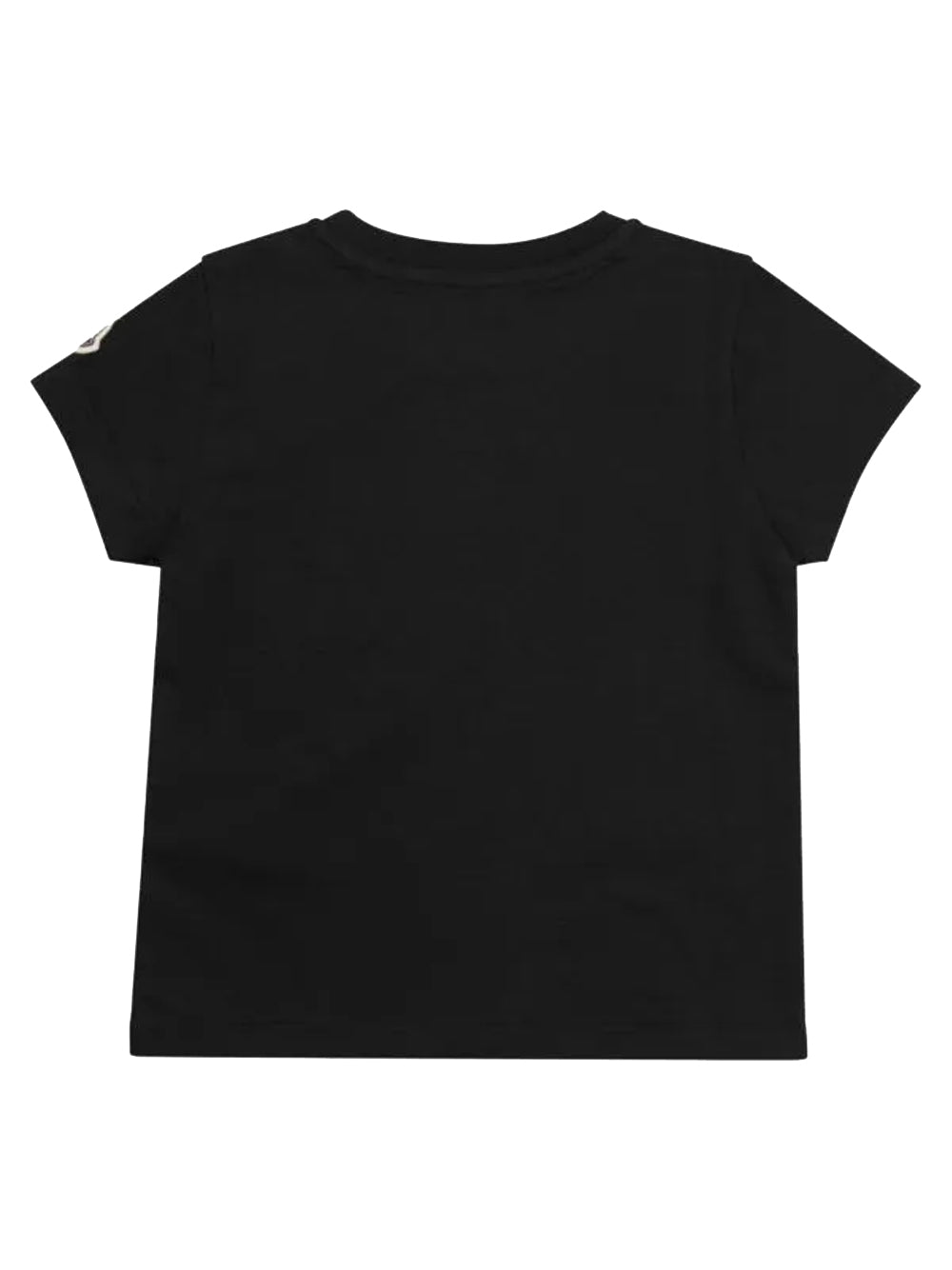MONCLER KIDS Girls All Over Logo Patch Cotton T-Shirt Black - MAISONDEFASHION.COM