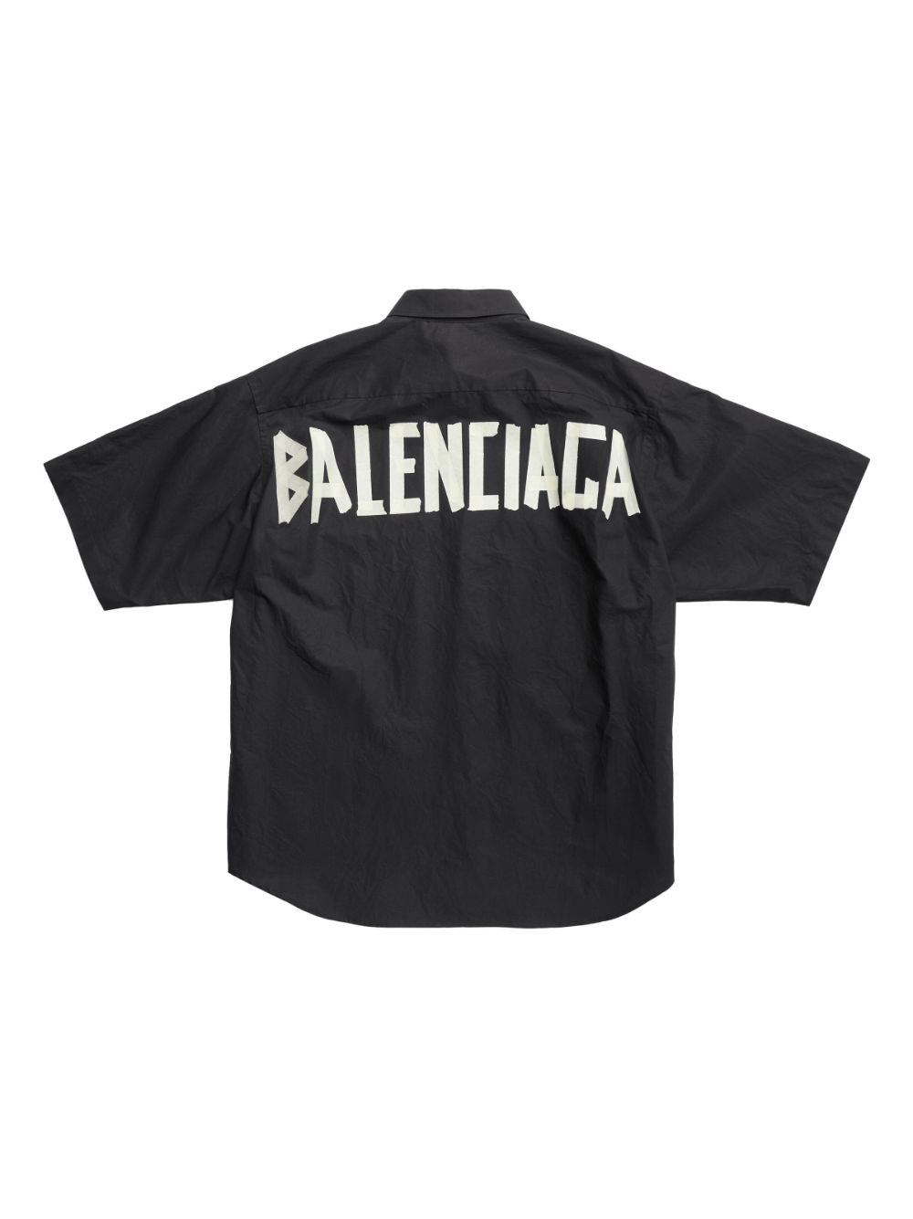 BALENCIAGA MEN Tape Type Short Sleeve Shirt Large Fit Black - MAISONDEFASHION.COM