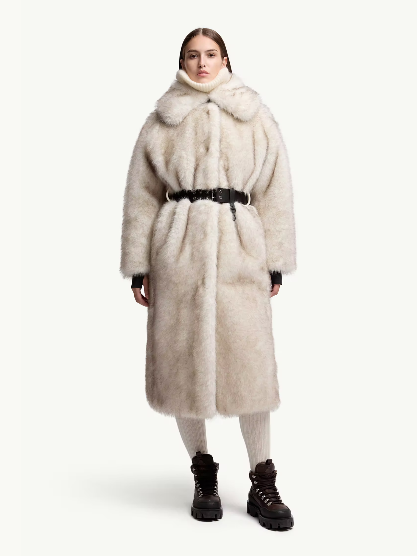 MONCLER GRENOBLE WOMEN Arly Belted Textured Down Coat Ice Grey - MAISONDEFASHION.COM