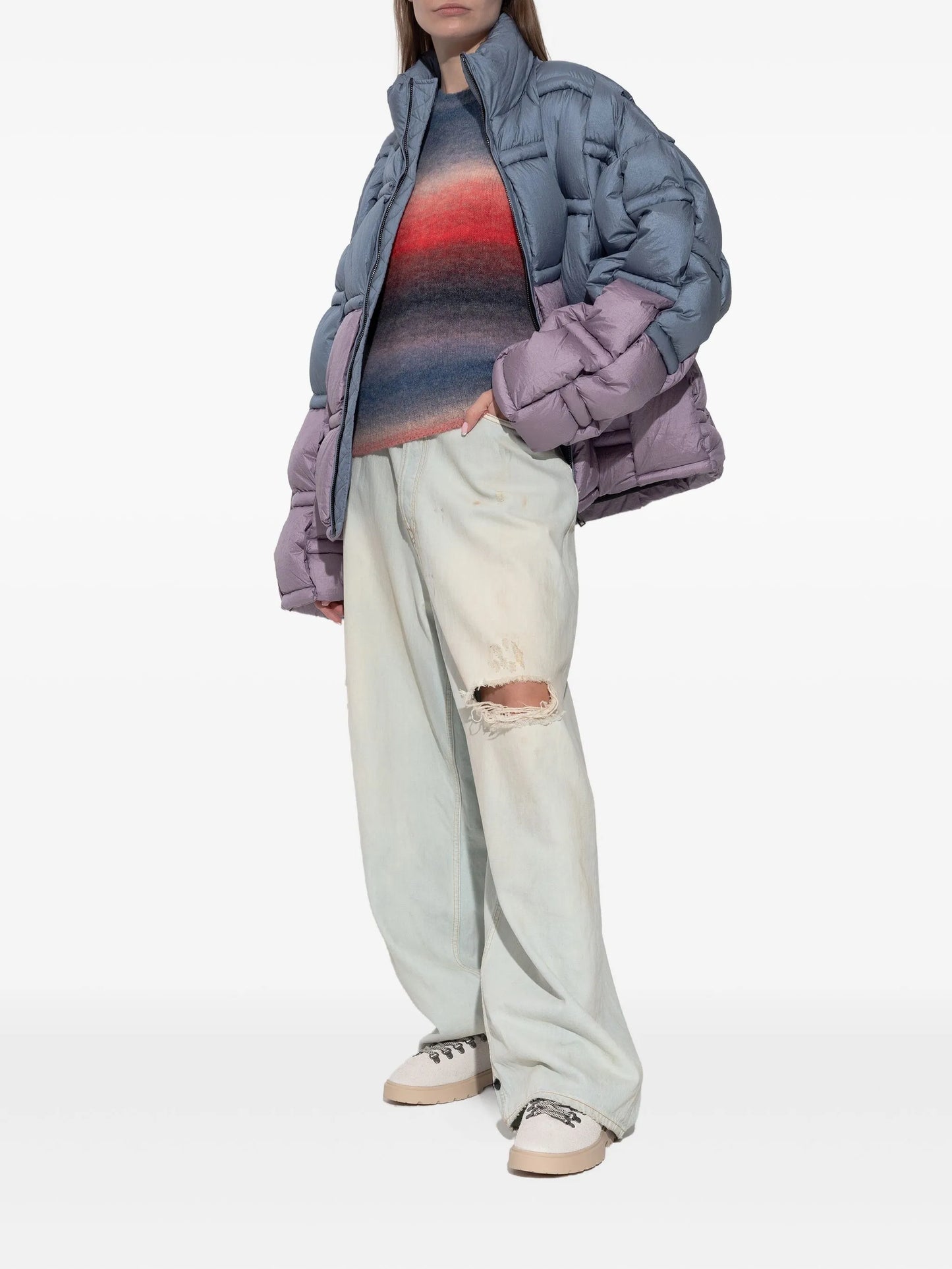 RAXXY WOMEN Two-toned Puffer Jacket Metallic Blue Powder Pink - MAISONDEFASHION.COM