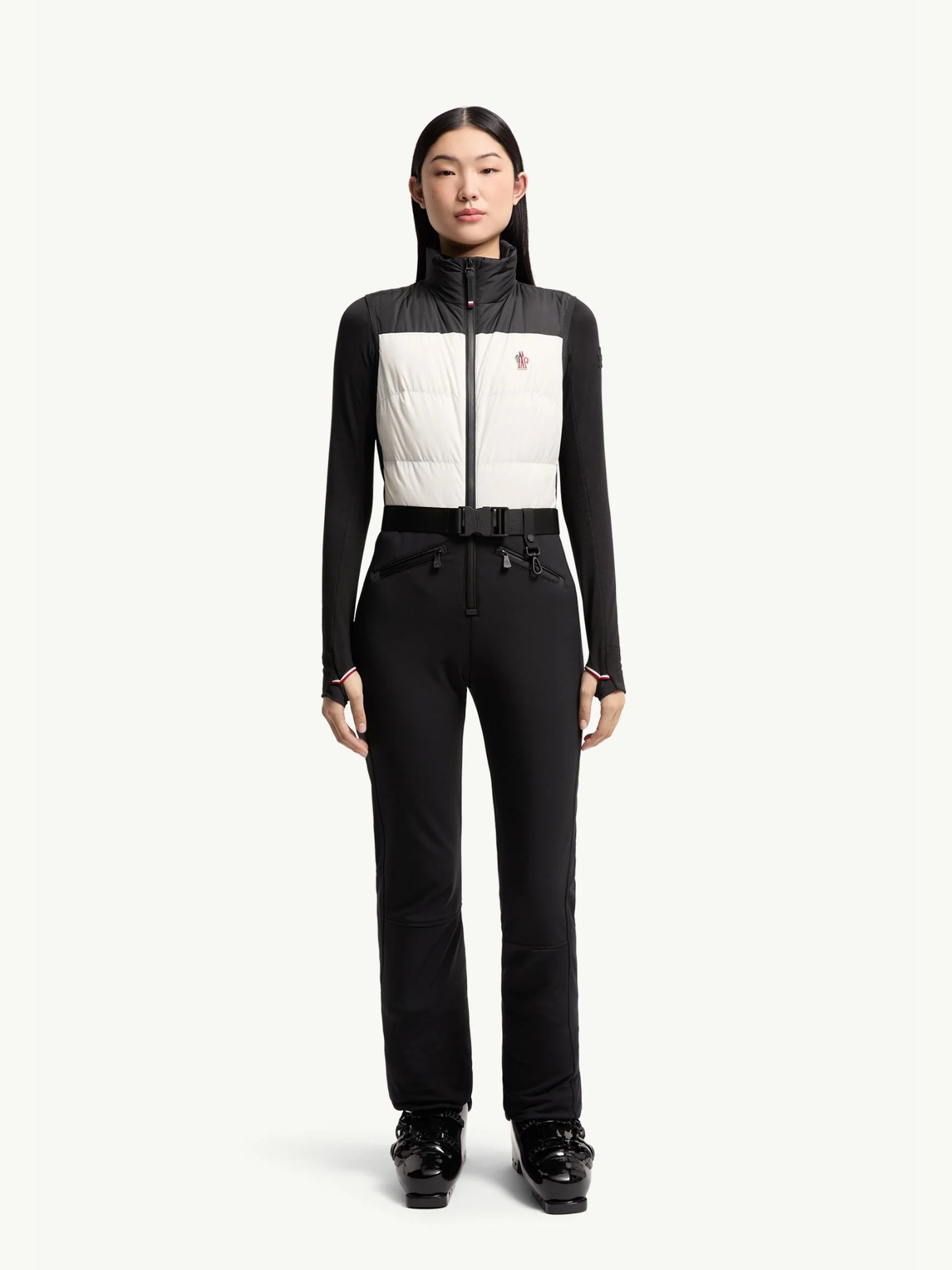 MONCLER GRENOBLE WOMEN Down-Filled Ski Suit Black/White - MAISONDEFASHION.COM