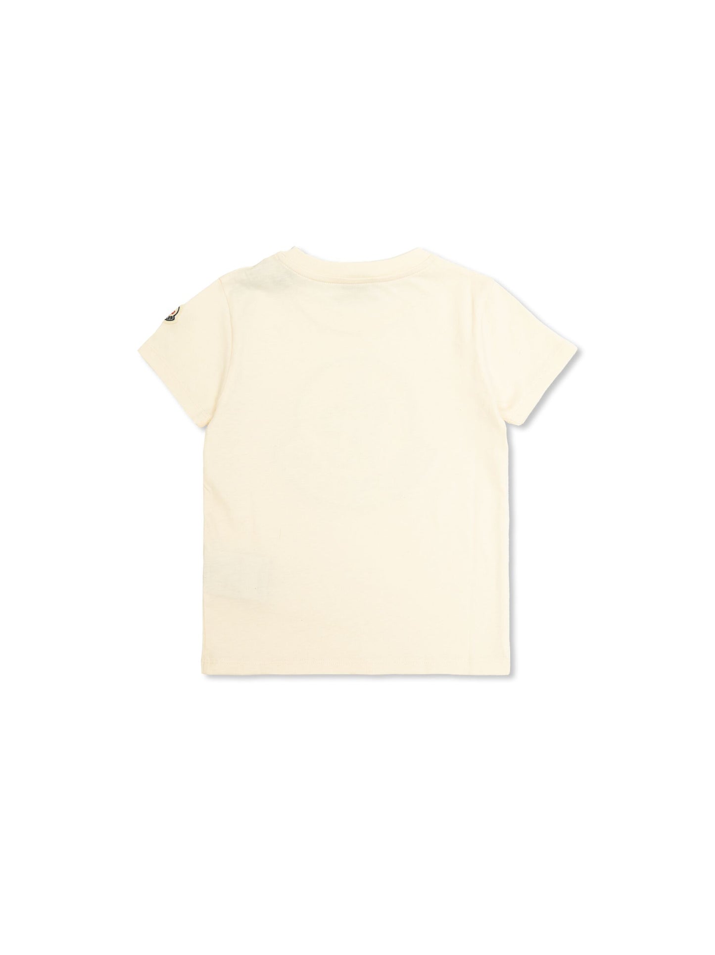 MONCLER KIDS Girls Crystal Logo Cotton T-Shirt Ivory - MAISONDEFASHION.COM