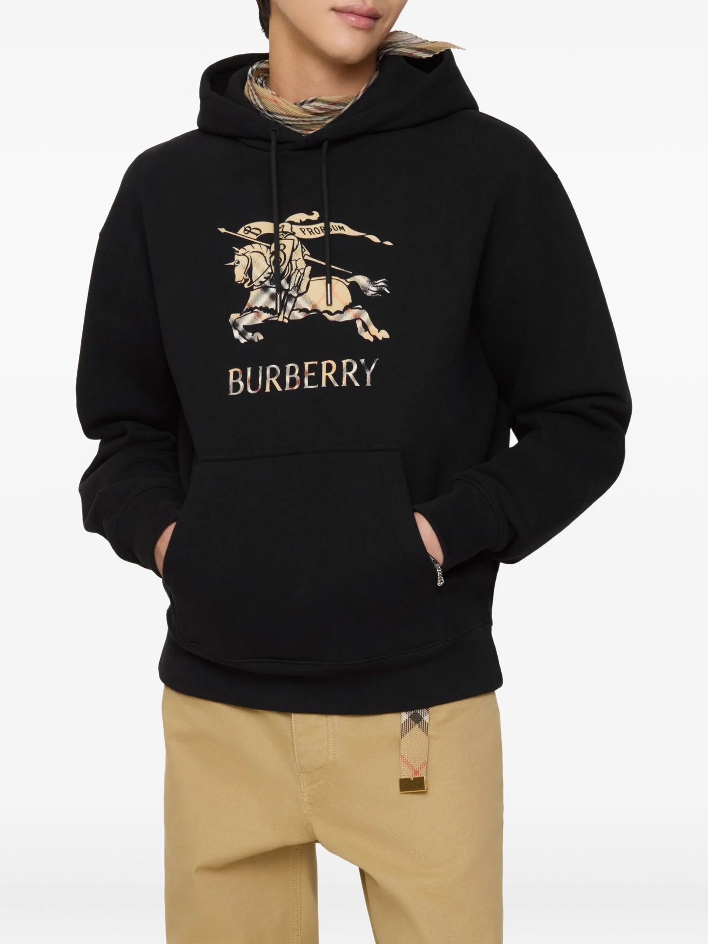 BURBERRY EKD Ombré Cotton Hoodie Black - MAISONDEFASHION.COM