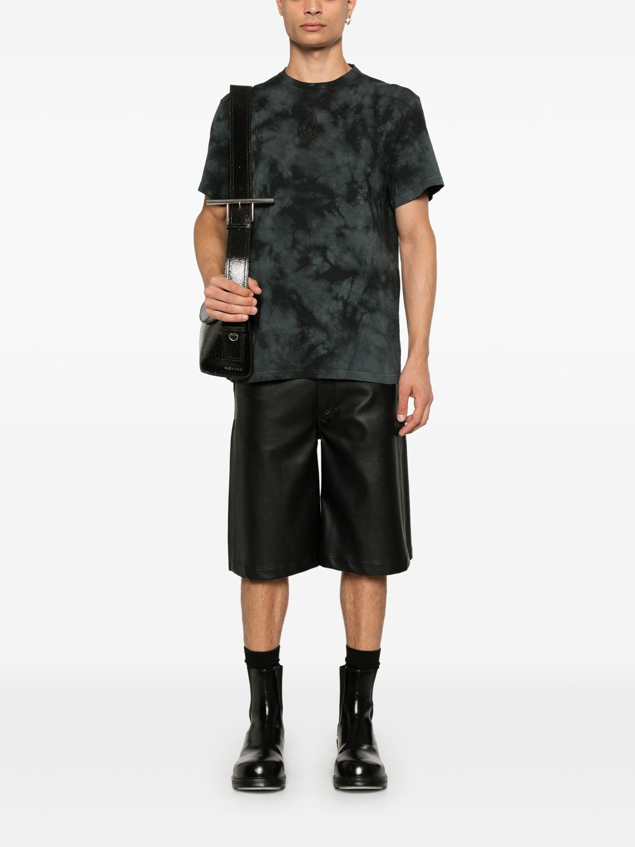 Tシャツ・カットソー ALEXANDER MCQUEEN Tie-Dye Print Cotton T-Shirt Black ALEXANDER MCQUEEN Tie-Dye Print Cotton T-Shirt Black