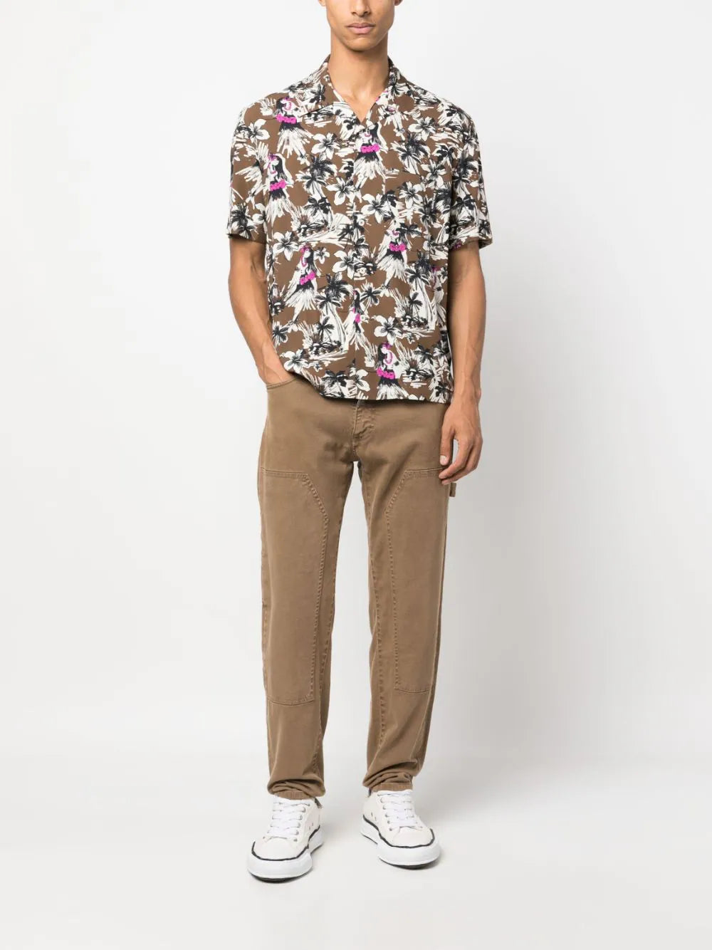 PALM ANGELS MEN Hula Bowling Shirt Beige/Butter - MAISONDEFASHION.COM