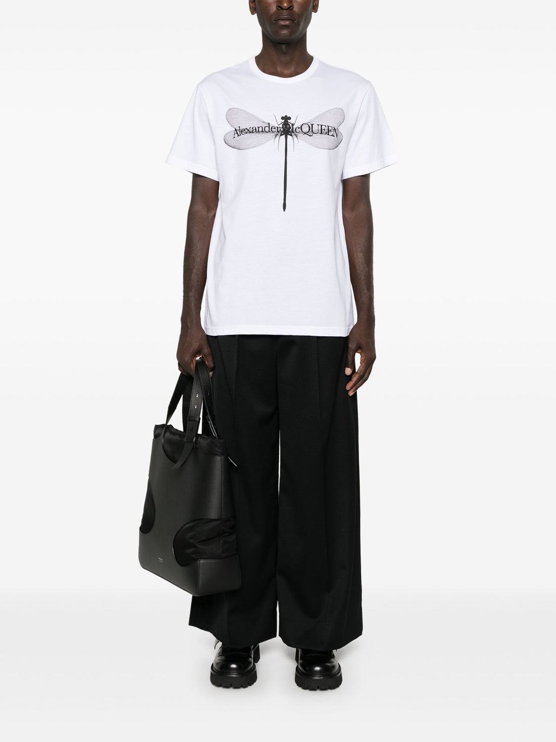 ALEXANDER MCQUEEN Dragonfly-Print Cotton T-Shirt White