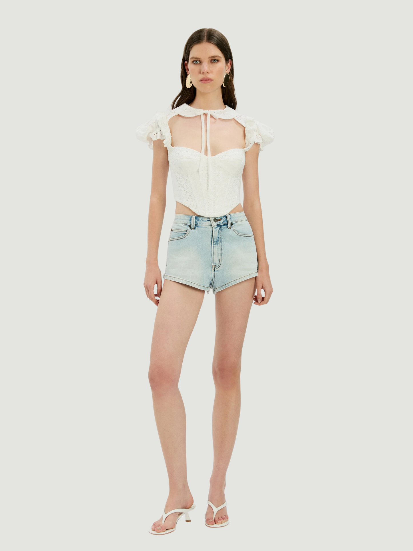 BARDOT WOMEN Allington Broderie Corset Top Orchid White - MAISONDEFASHION.COM