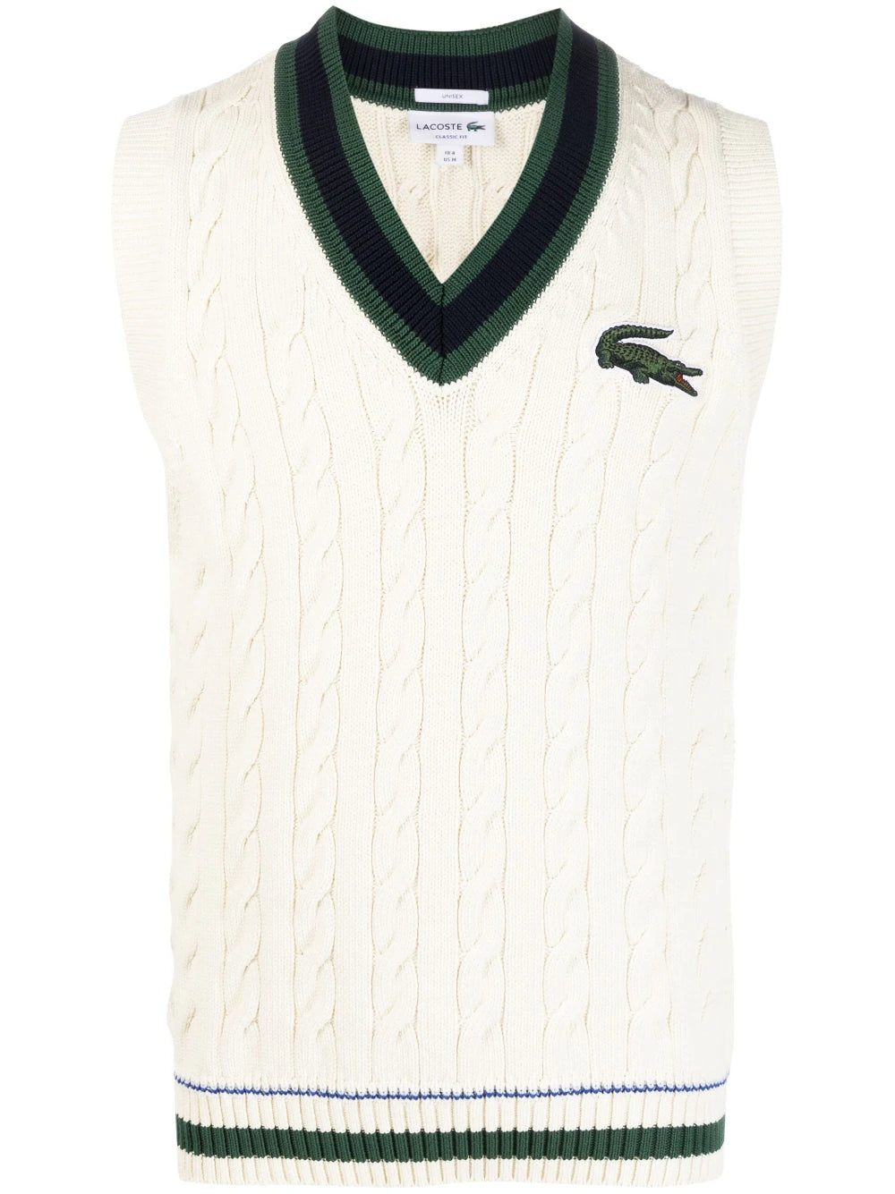 LACOSTE Cable Knit Sweater White - MAISONDEFASHION.COM