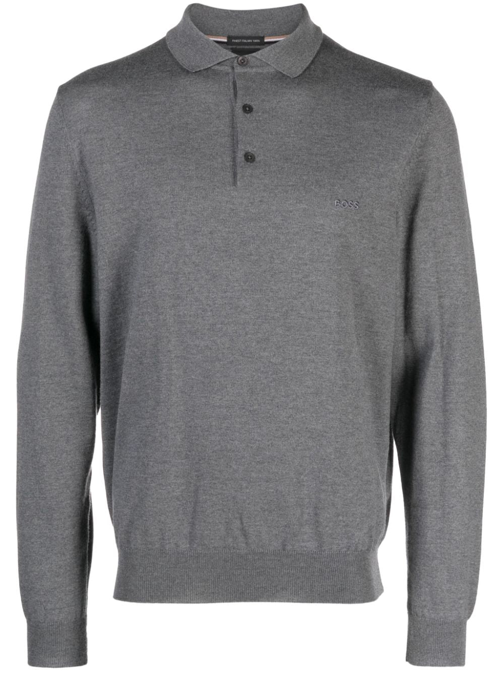 BOSS MEN Straight-fit Bono-L Long-sleeved Polo Shirt Medium Grey - MAISONDEFASHION.COM