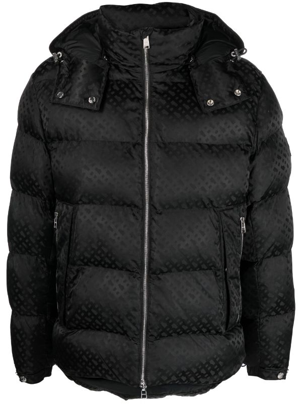 BOSS MEN Relaxed-fit Monogram-jacquard Quilted Puffer Jacket Black - MAISONDEFASHION.COM
