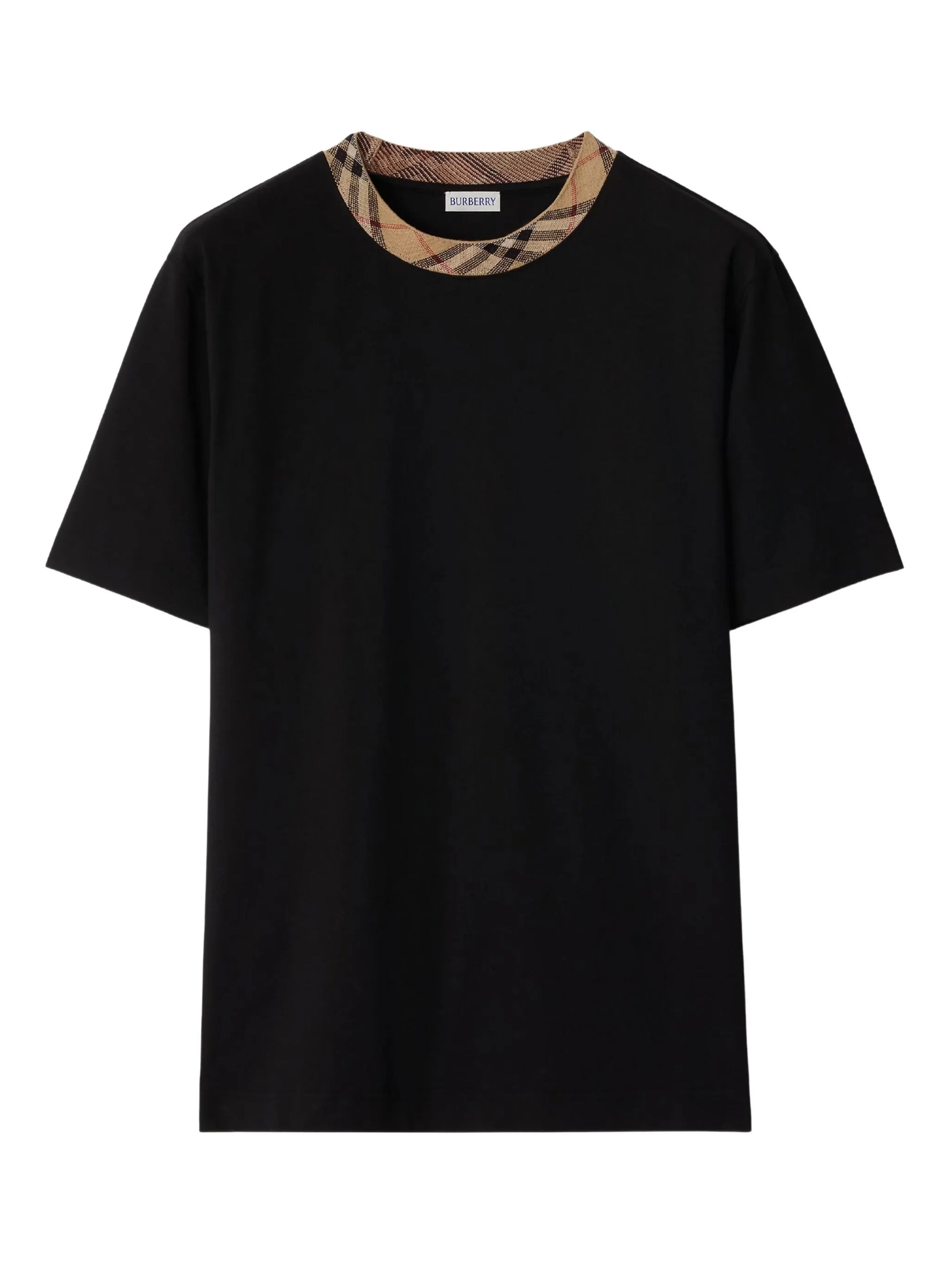 BURBERRY Check Trim Cotton T-shirt Black – MAISONDEFASHION.COM