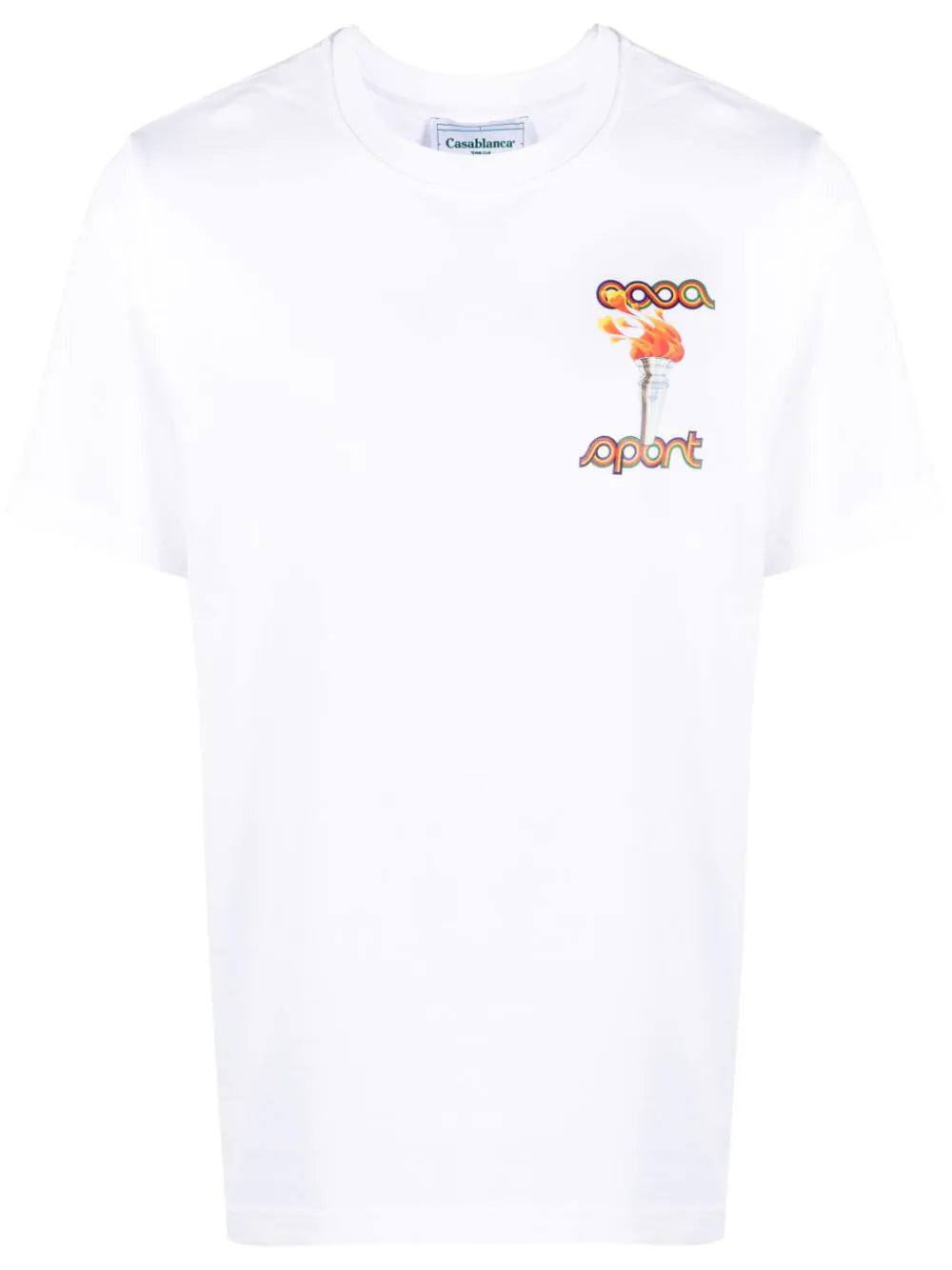 CASABLANCA La Flamme Du Sport Printed T-Shirt White - MAISONDEFASHION.COM