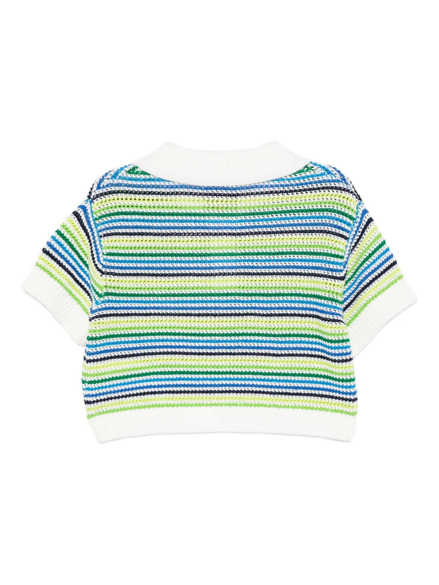 CASABLANCA KIDS Girls Striped Crochet Top White/Multicolour - MAISONDEFASHION.COM
