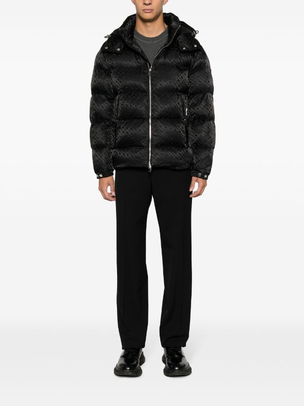 BOSS MEN Relaxed-fit Monogram-jacquard Quilted Puffer Jacket Black - MAISONDEFASHION.COM