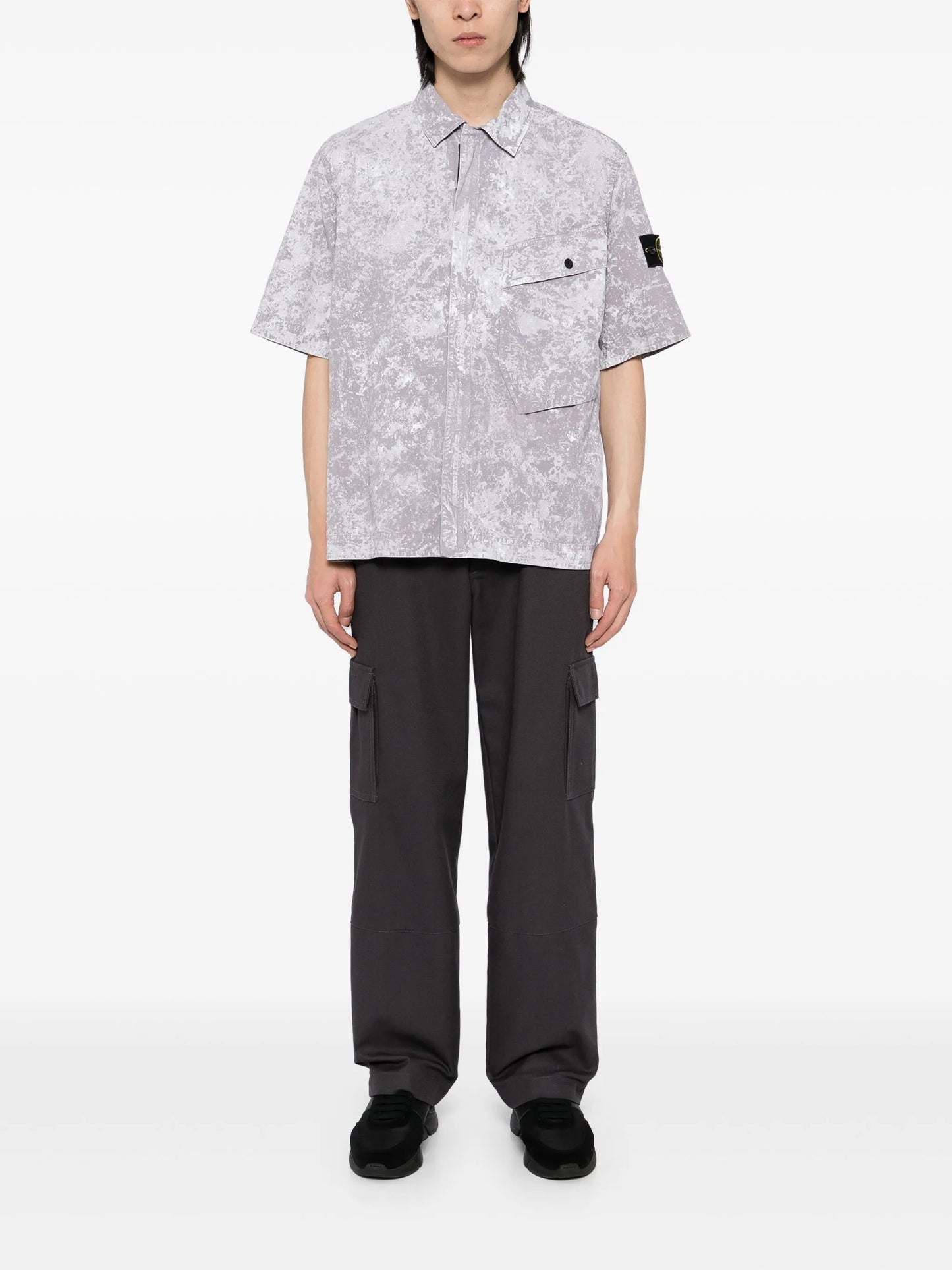 シャツ STONE Short-sleeved Shirt Pearl Grey STONE ISLAND Short-sleeved Shirt Pearl Grey