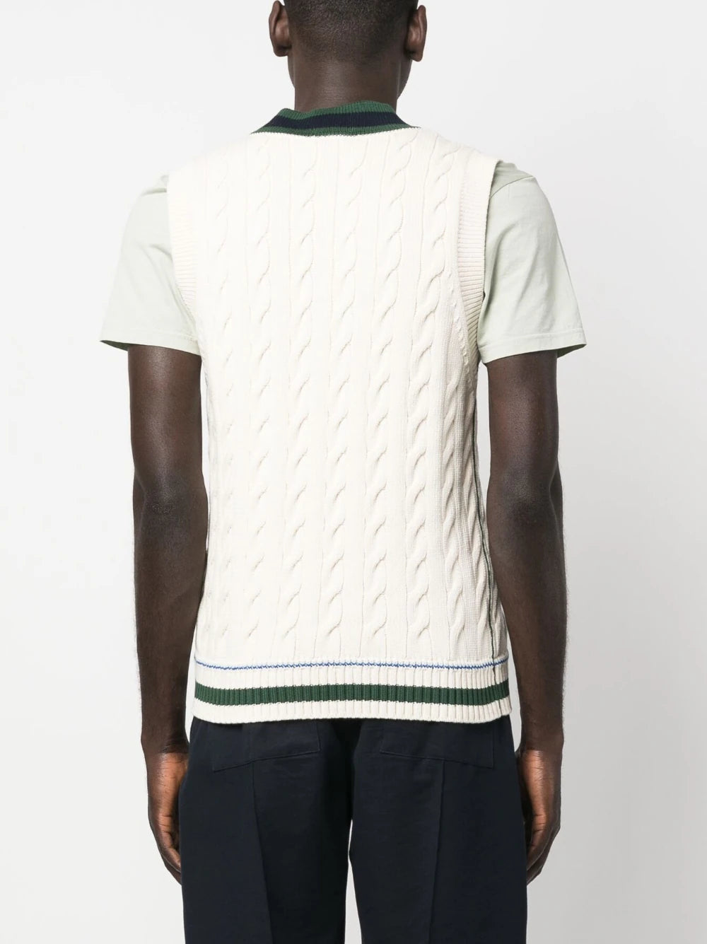 LACOSTE Cable Knit Sweater White - MAISONDEFASHION.COM