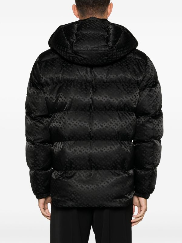 BOSS MEN Relaxed-fit Monogram-jacquard Quilted Puffer Jacket Black - MAISONDEFASHION.COM