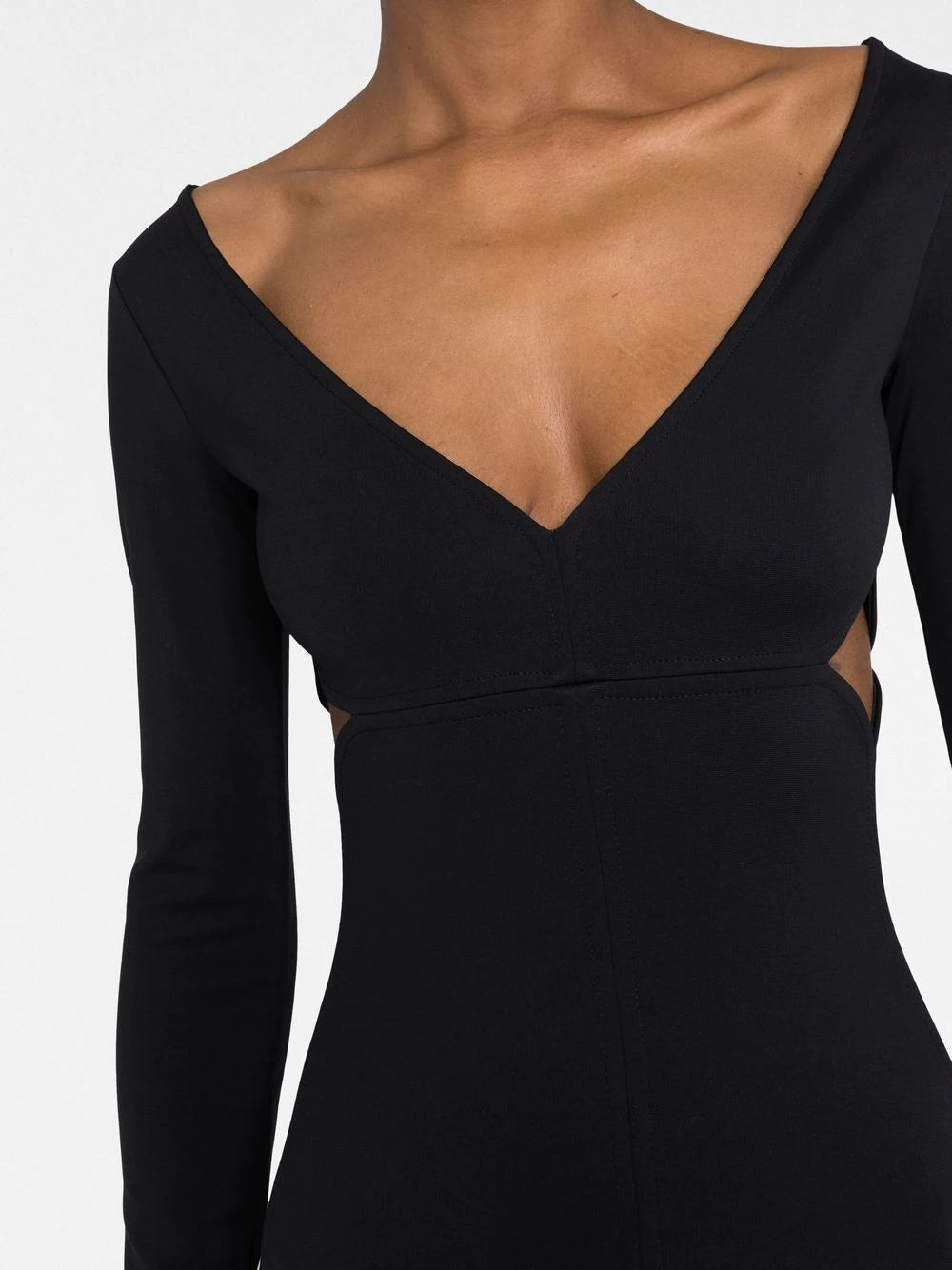 COURRÉGES WOMEN Cut-out Detail Ribbed Dress Black - MAISONDEFASHION.COM