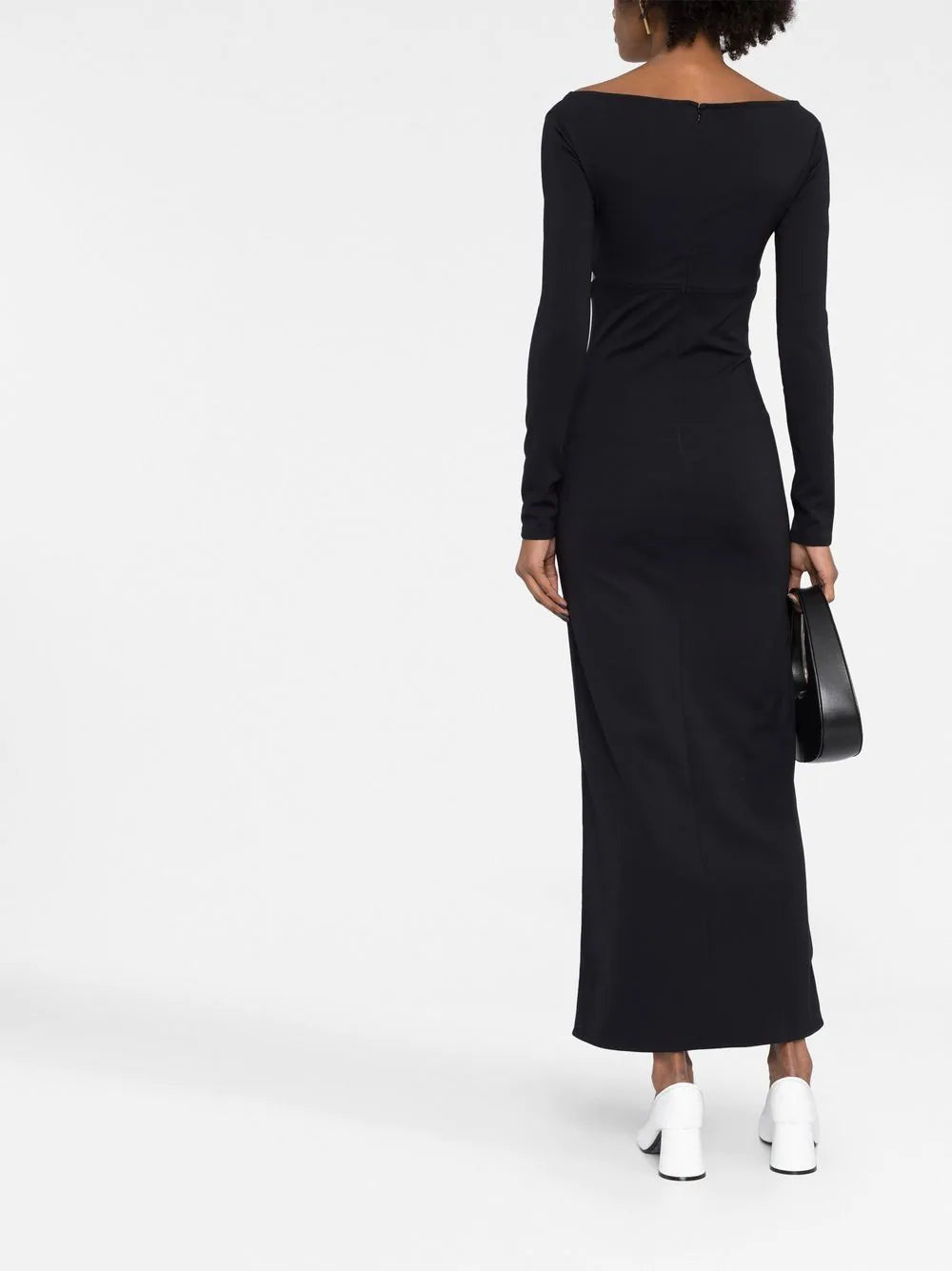 COURRÉGES WOMEN Cut-out Detail Ribbed Dress Black - MAISONDEFASHION.COM