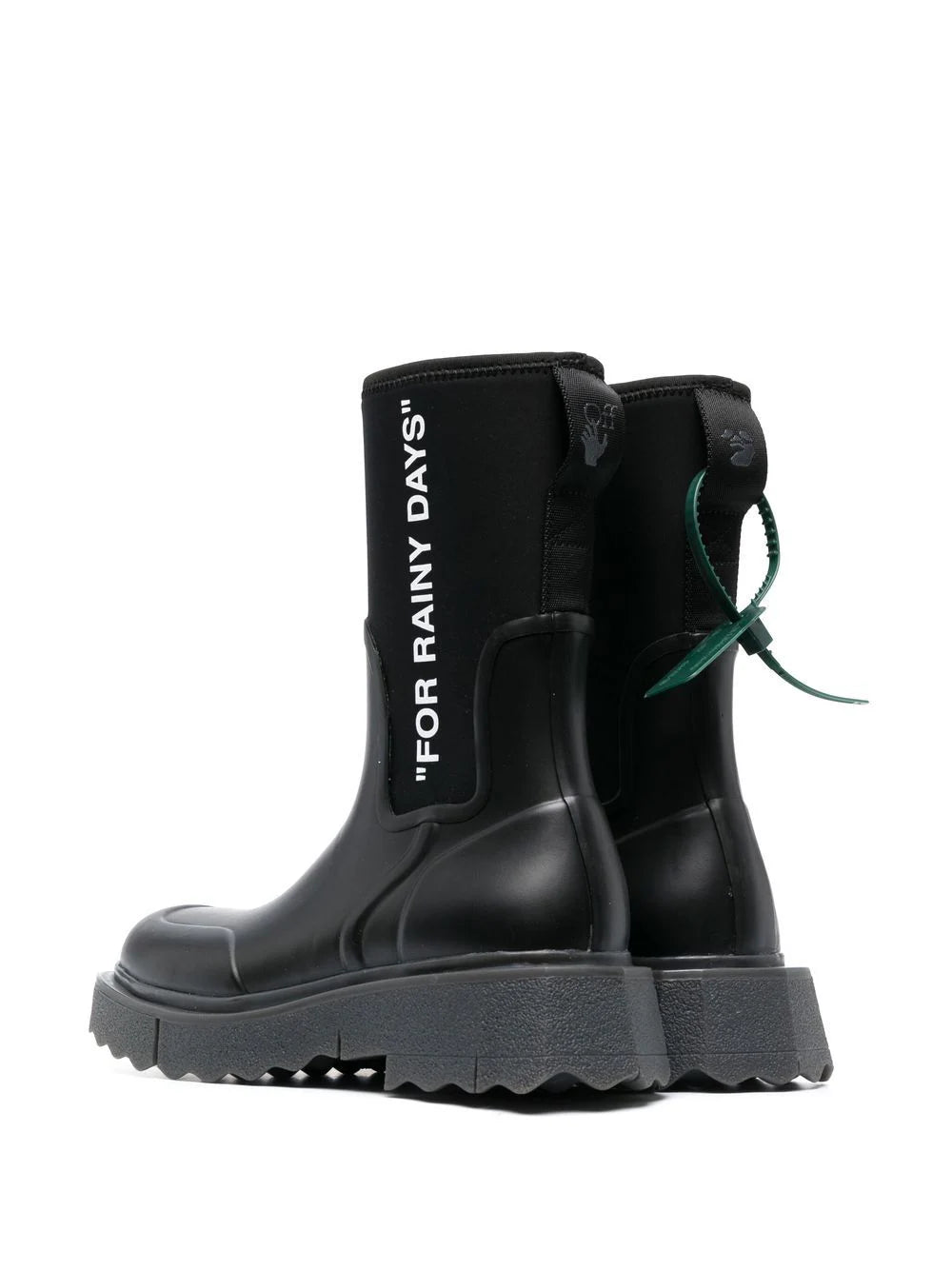 OFF-WHITE WOMEN Sponge Rubber Rain Boots Black/White - MAISONDEFASHION.COM
