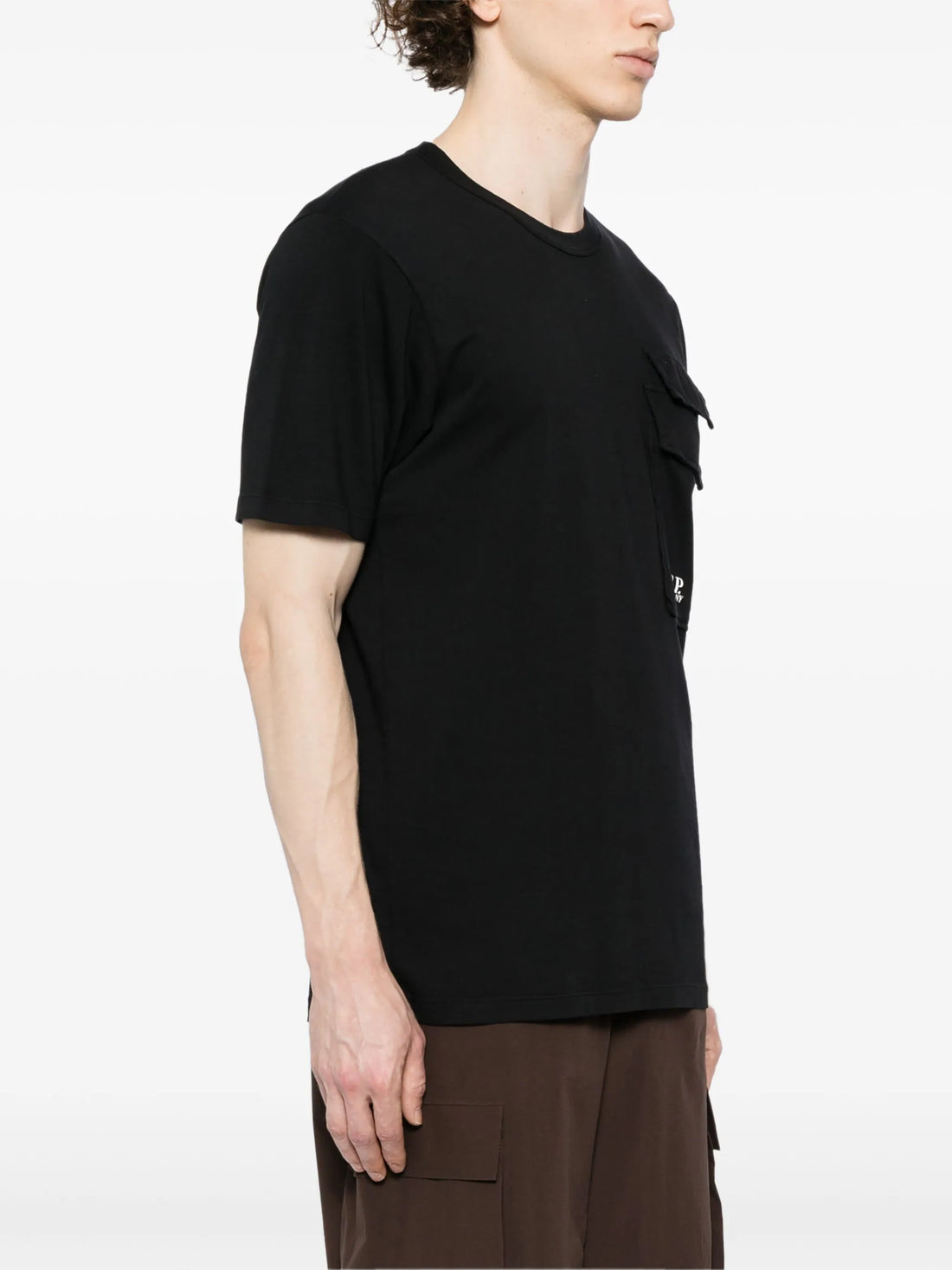 C.P. COMPANY Logo Graphic Print Pocket Cotton T-Shirt Black - MAISONDEFASHION.COM