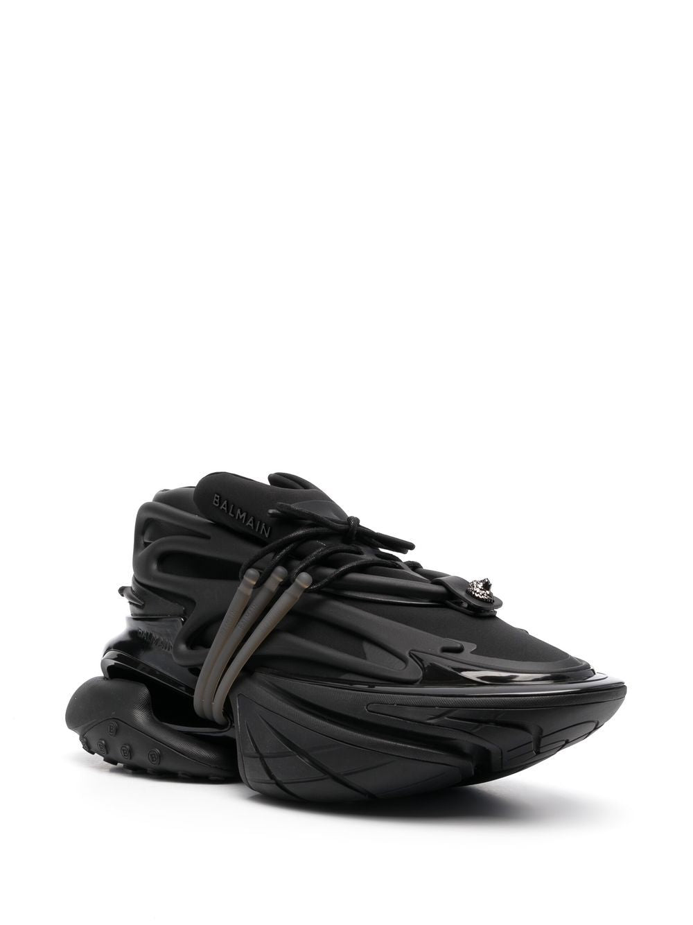 BALMAIN MEN Unicorn Neoprene Leather Sneakers Black - MAISONDEFASHION.COM