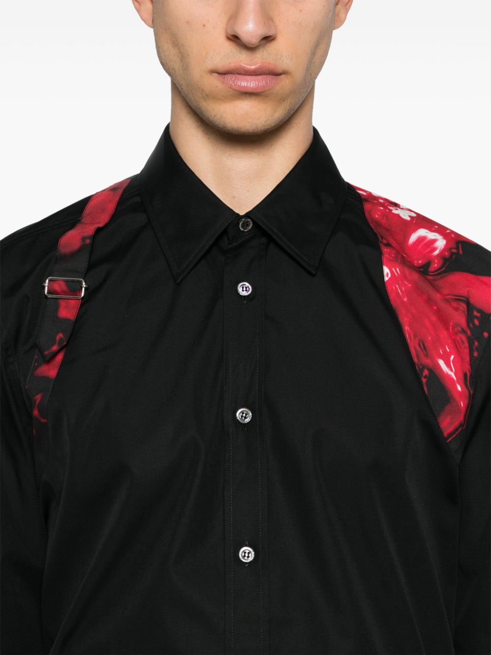 ALEXANDER MCQUEEN Logo Floral Strap Harness Shirt Black/Red