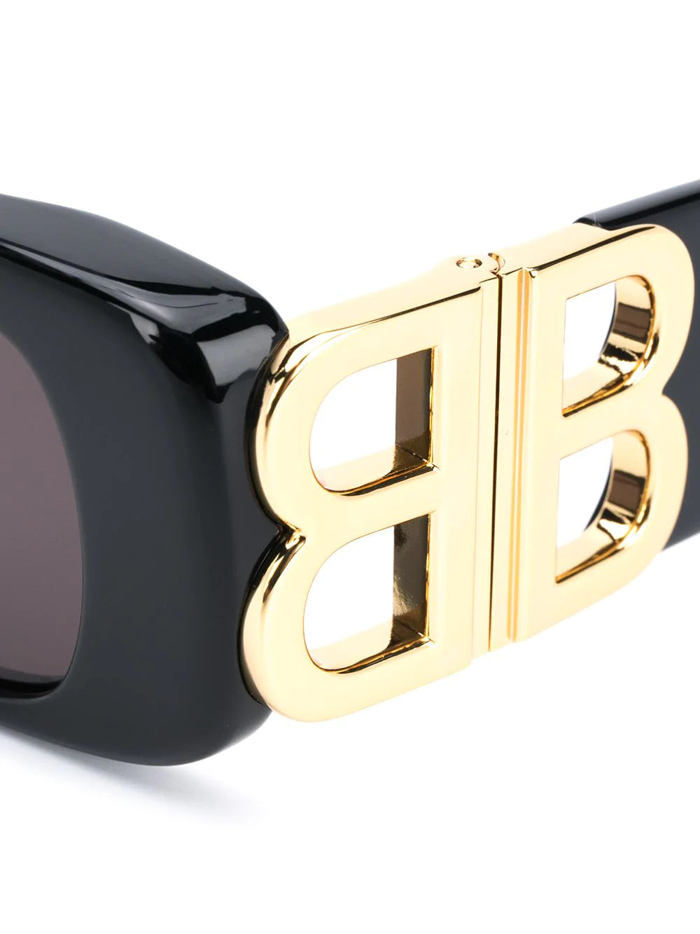 BALENCIAGA Dynasty Rectangle Frame Sunglasses Black/Gold - MAISONDEFASHION.COM