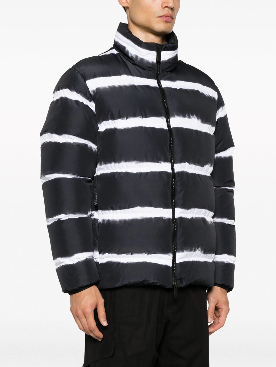 MONCLER Sil Stripe Padded Down Jacket Black MAISONDEFASHION.COM