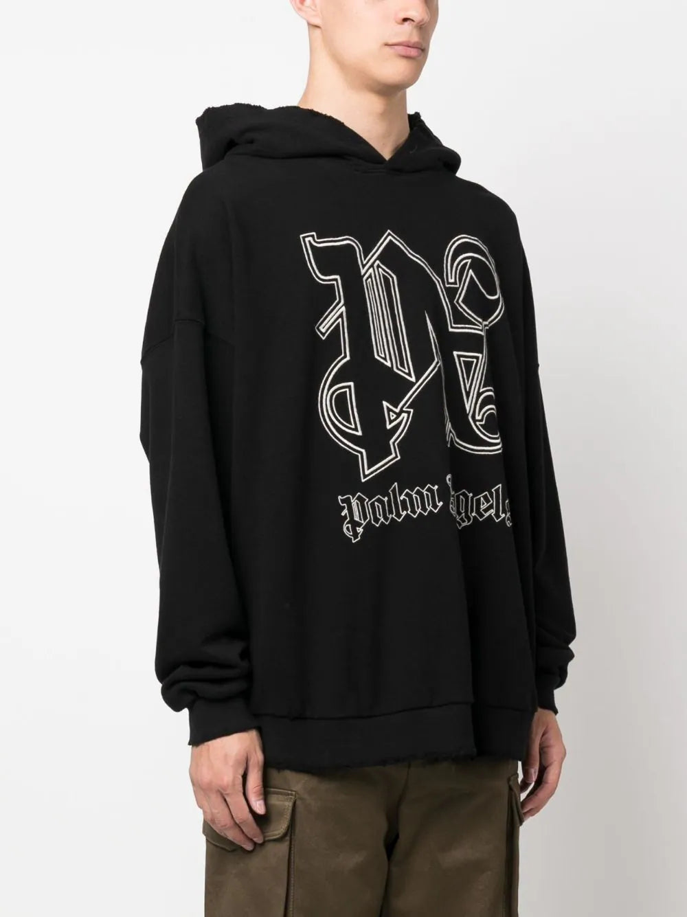 PALM ANGELS MEN Pa Monogram Statement Hoodie Black - MAISONDEFASHION.COM