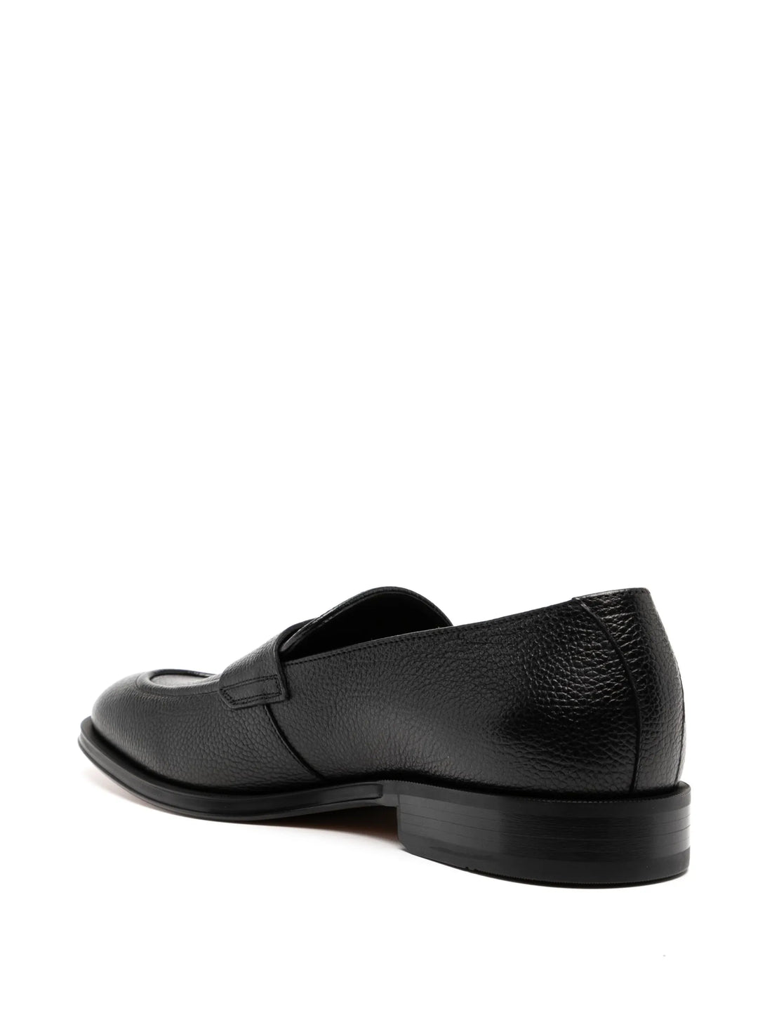 BOSS Apron-toe Slip-on Leather Loafers Black