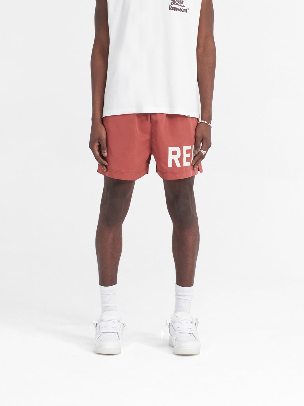 REPRESENT Logo Print Drawstring Swim Shorts Sunrise