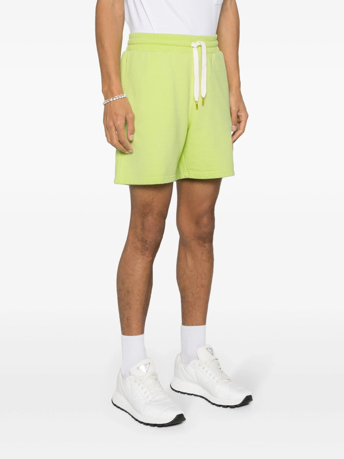 CASABLANCA MEN Afro Cubism Tennis Club Embroidered Sweat Shorts Pale Green - MAISONDEFASHION.COM