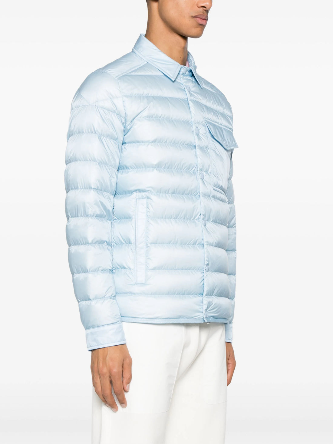 MONCLER Tenibres Logo Patch Padded Jacket Light Blue