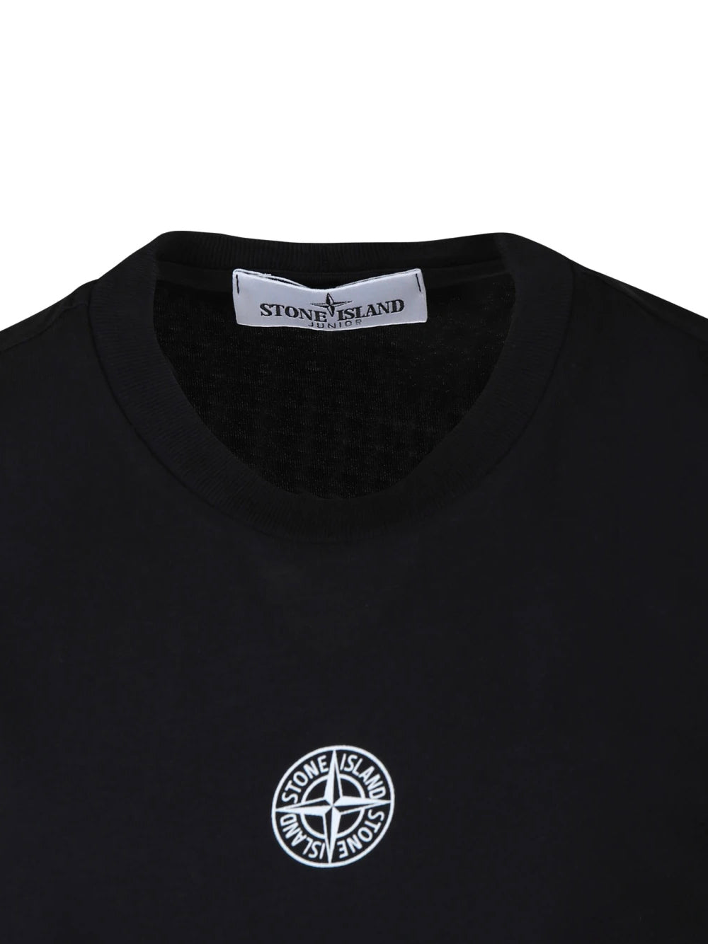STONE ISLAND KIDS Logo Print Back Graphic Cotton T-Shirt Black - MAISONDEFASHION.COM