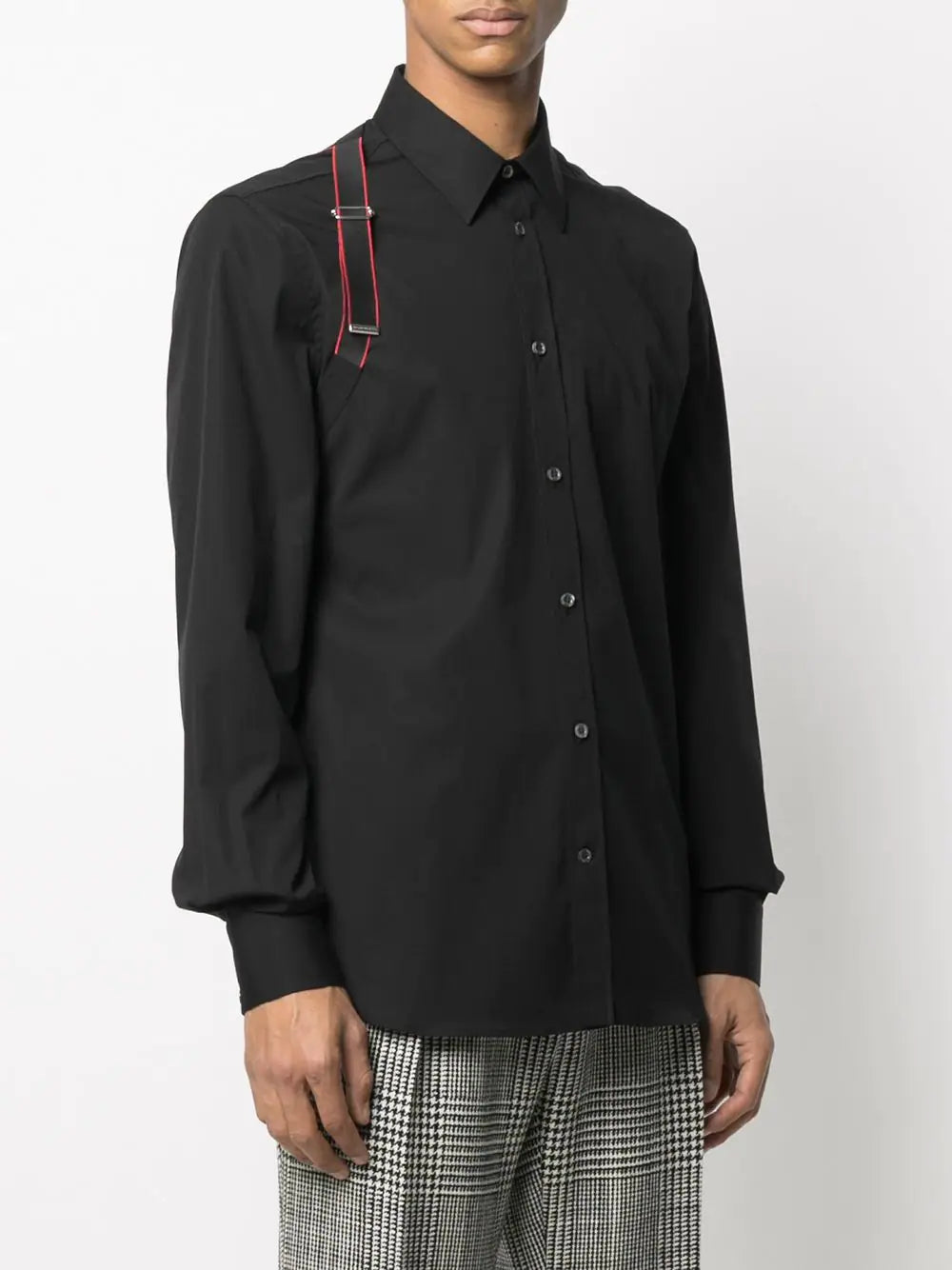 ALEXANDER MCQUEEN Strap Harness Shirt Black/Red - MAISONDEFASHION.COM
