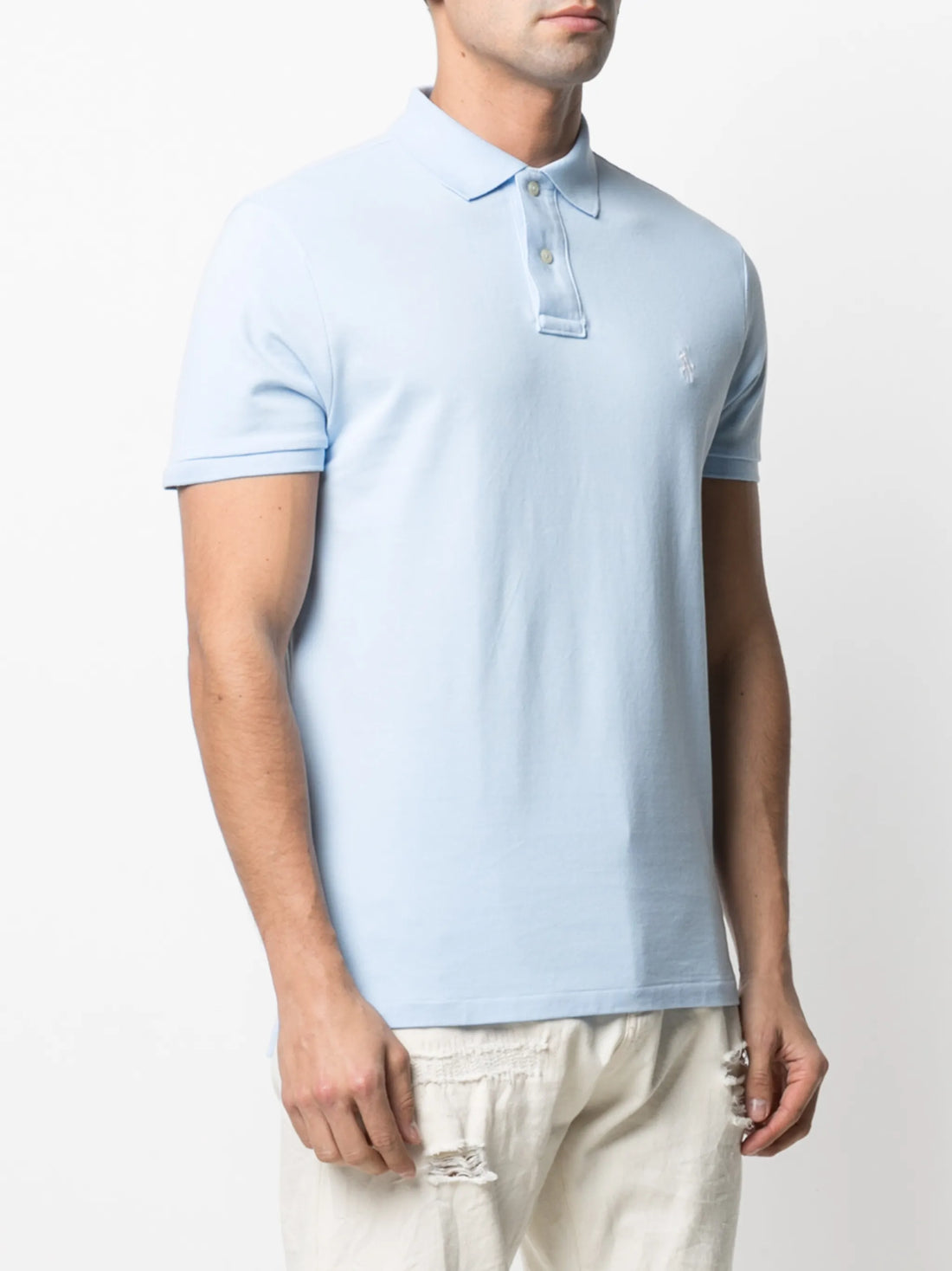 RALPH LAUREN The Iconic Mesh Logo Polo Shirt Light Blue