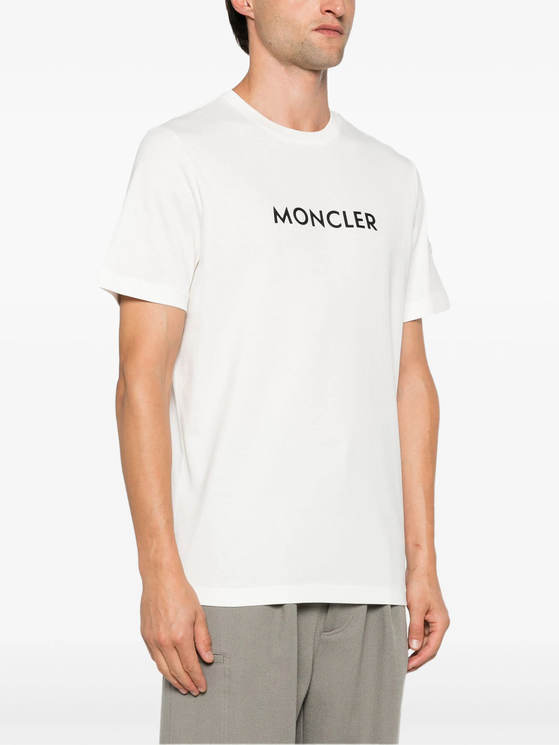 MONCLER Logo Print Cotton T Shirt White MAISONDEFASHION.COM