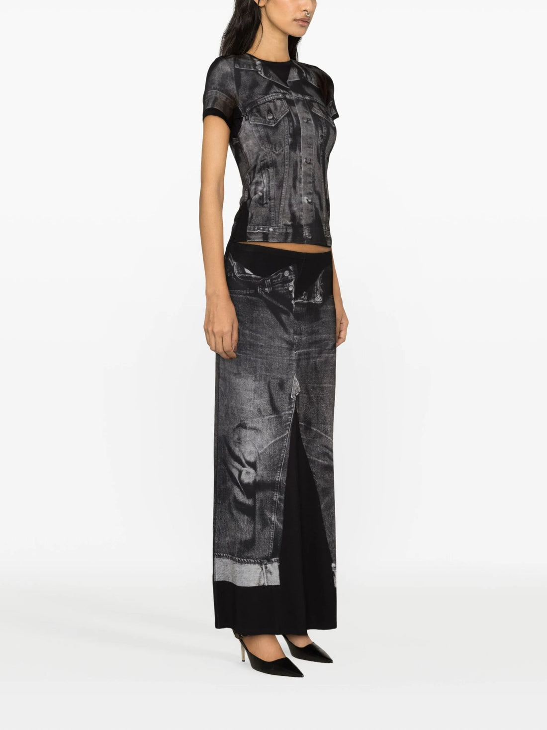 Top bandeau trompe-l'œil jean