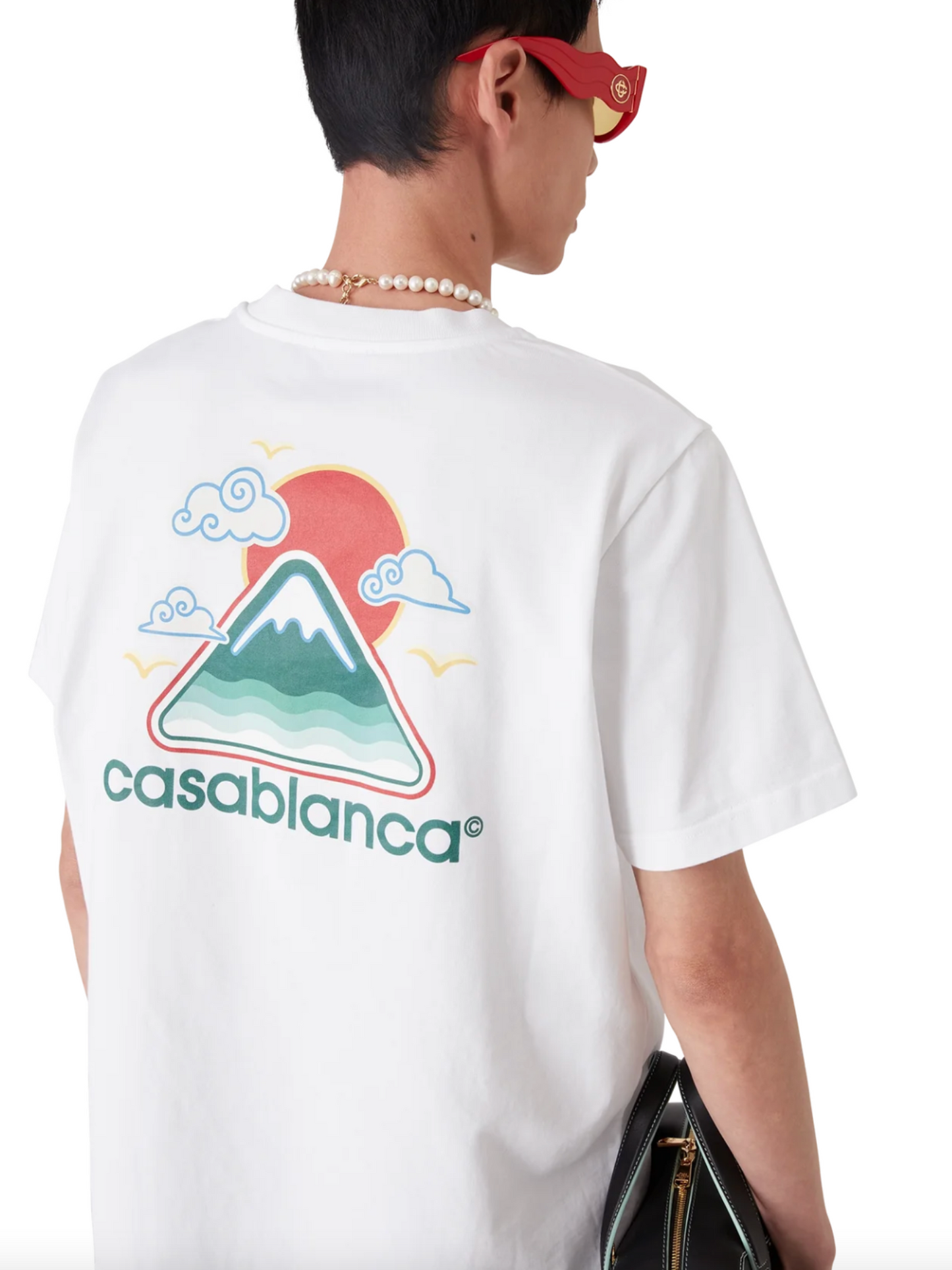 CASABLANCA Montagne Ondulée Screen Printed T-shirt White