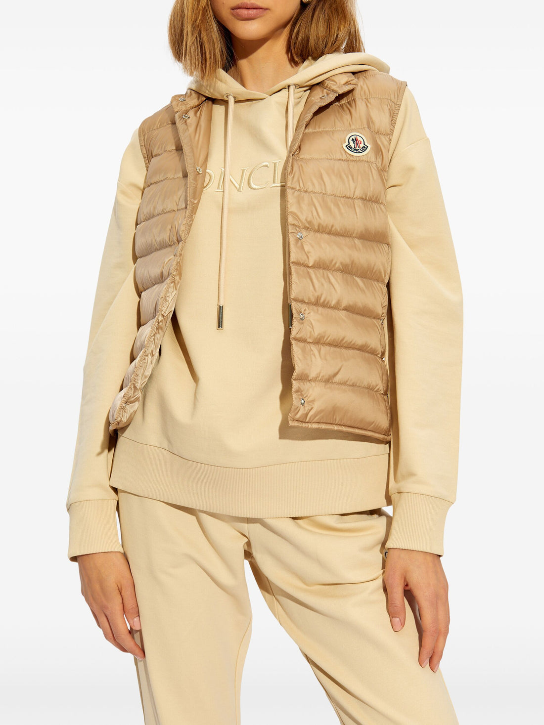 MONCLER WOMEN Liane Logo Patch Down Gilet Beige