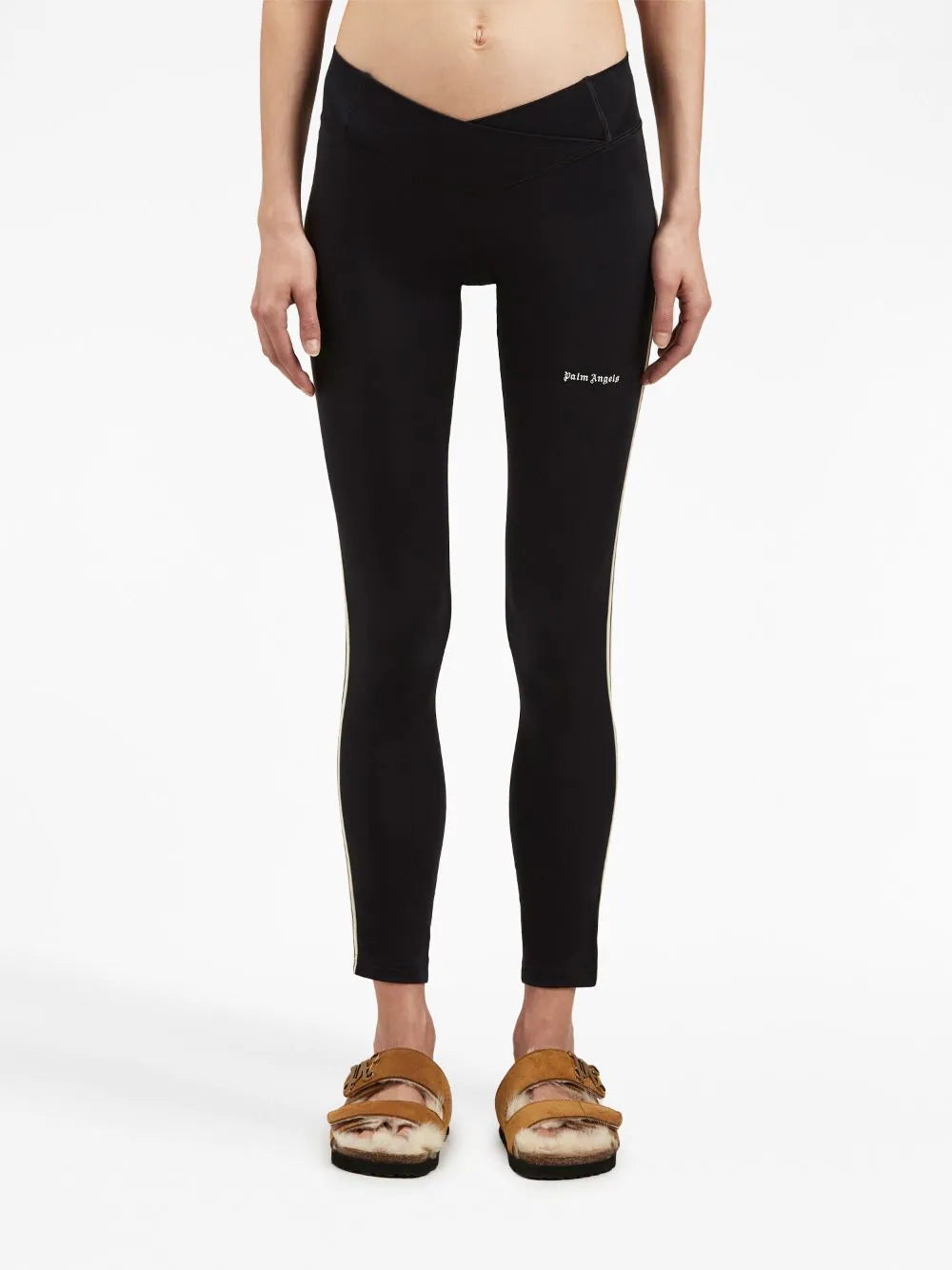 PALM ANGELS WOMEN New Classic Training Leggings Black/White - MAISONDEFASHION.COM