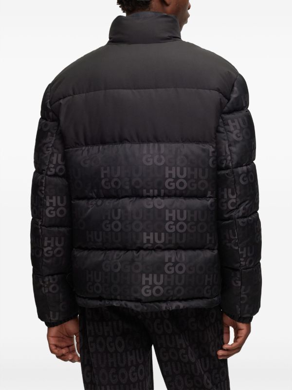 HUGO MEN Slim-fit Water-repellent Puffer Jacket Black - MAISONDEFASHION.COM