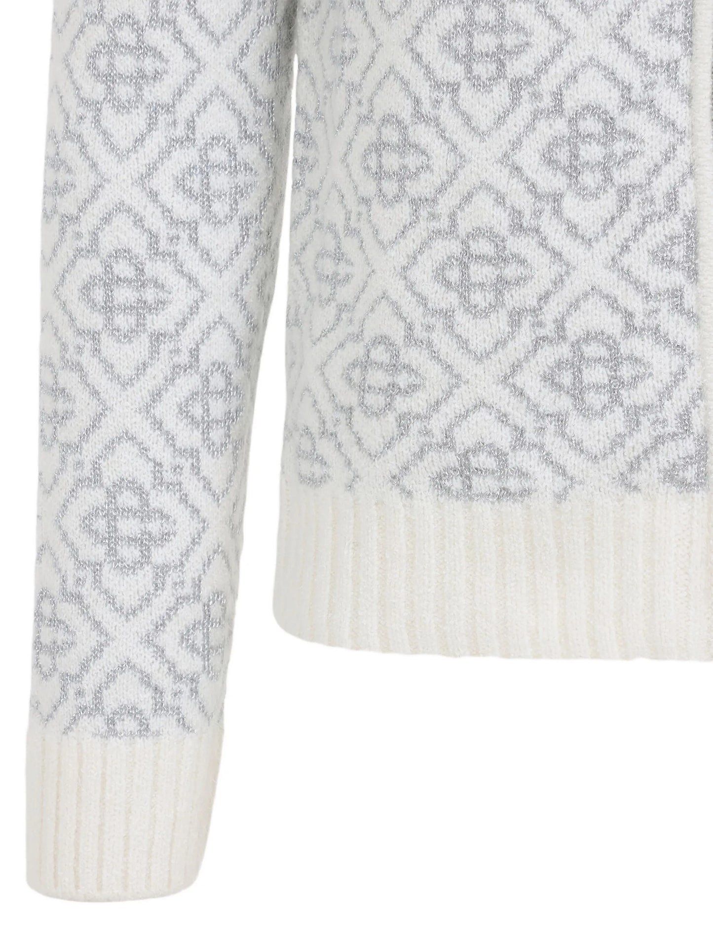 CASABLANCA Monogram Zip Up Cardigan White/Silver CASABLANCA Monogram Zip Up Cardigan White/Silver