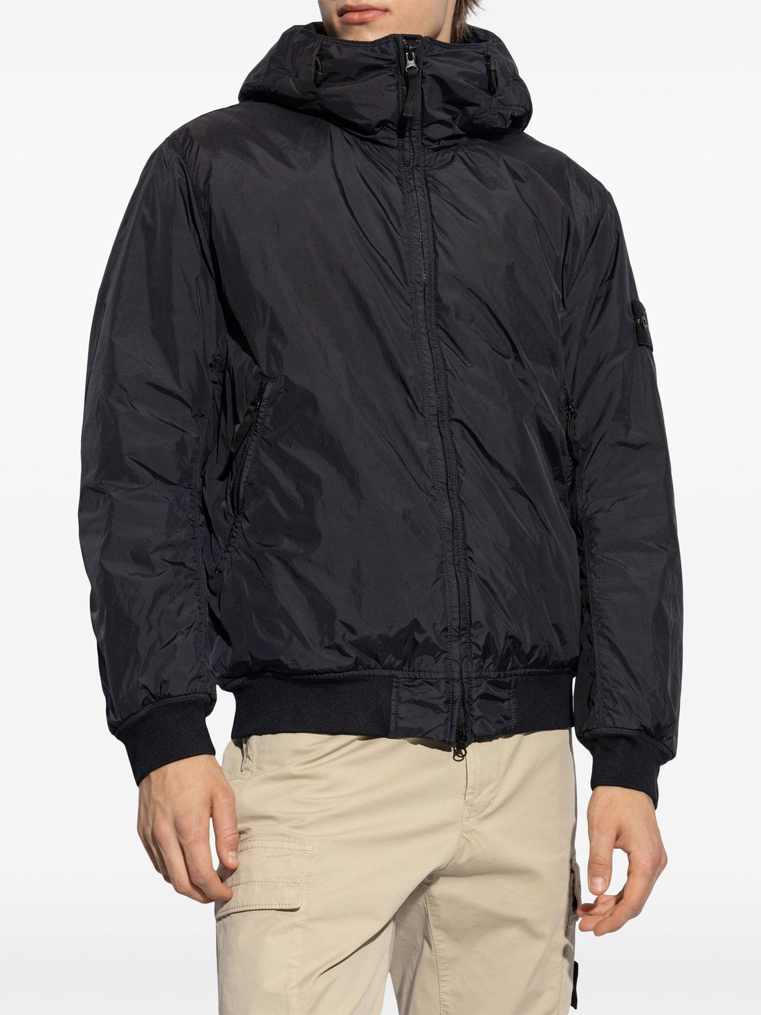 STONE ISLAND Compass Badge Hooded Windbreaker Navy