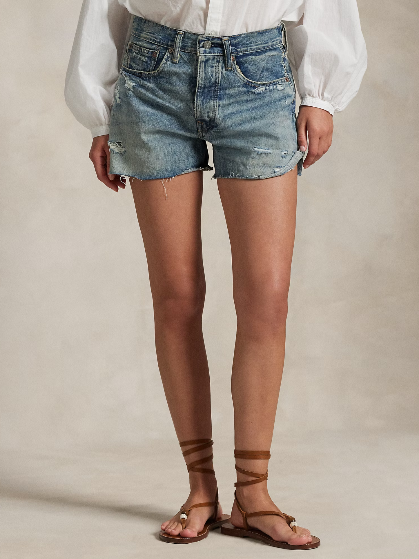 ショートパンツ RALPH LAUREN WOMEN Distressed-Hem Denim Shorts Blue RALPH LAUREN WOMEN Distressed-Hem Denim Shorts Blue