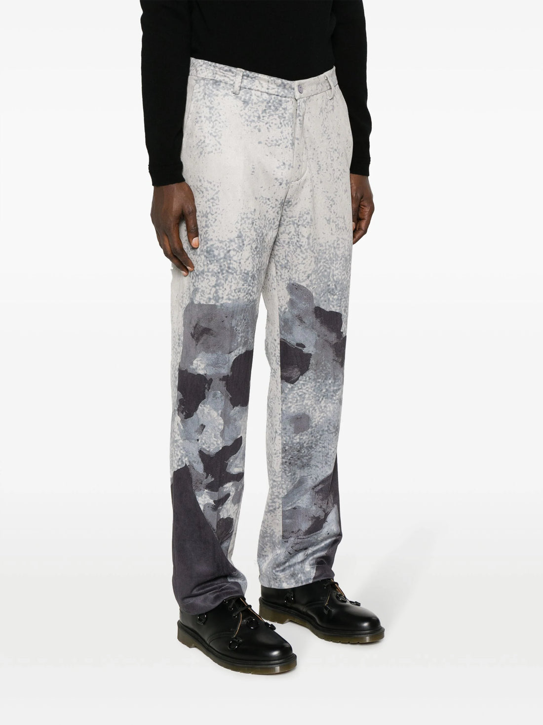 KIDSUPER Suede Portrait Graphic Print Suit Pants Black - MAISONDEFASHION.COM