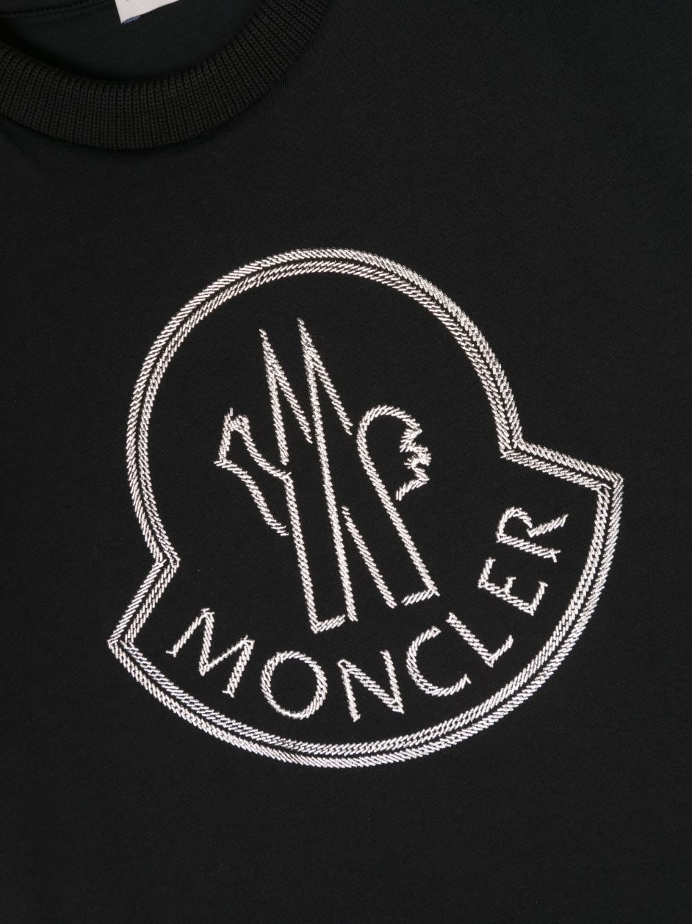 MONCLER KIDS Boys Logo Embroidered T-Shirt Black - MAISONDEFASHION.COM